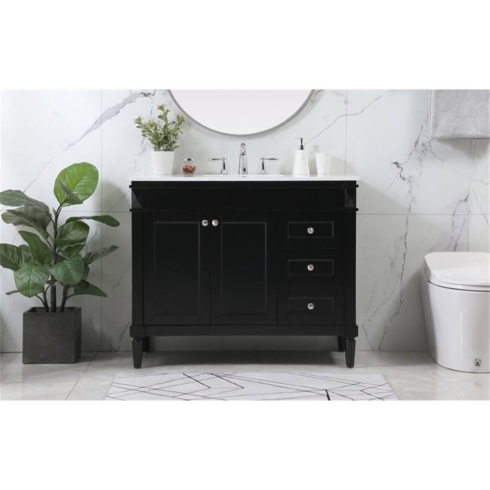 42 Inch Modern Bathroom Vanity with Sink - Elegant Black Storage Cabinet for Bathroom Organization | Perfect for Small Spaces, Powder Rooms & Master Baths