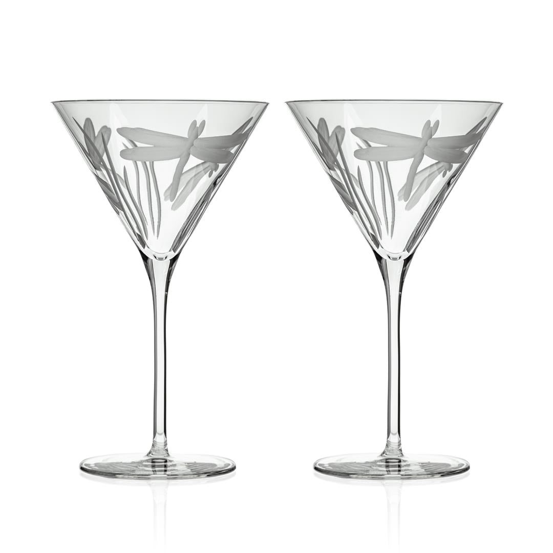 Premium Dragonfly 10oz Martini Cocktail Glasses Set of 2 - Elegant Barware for Home Entertaining, Cocktail Parties & Wedding Receptions