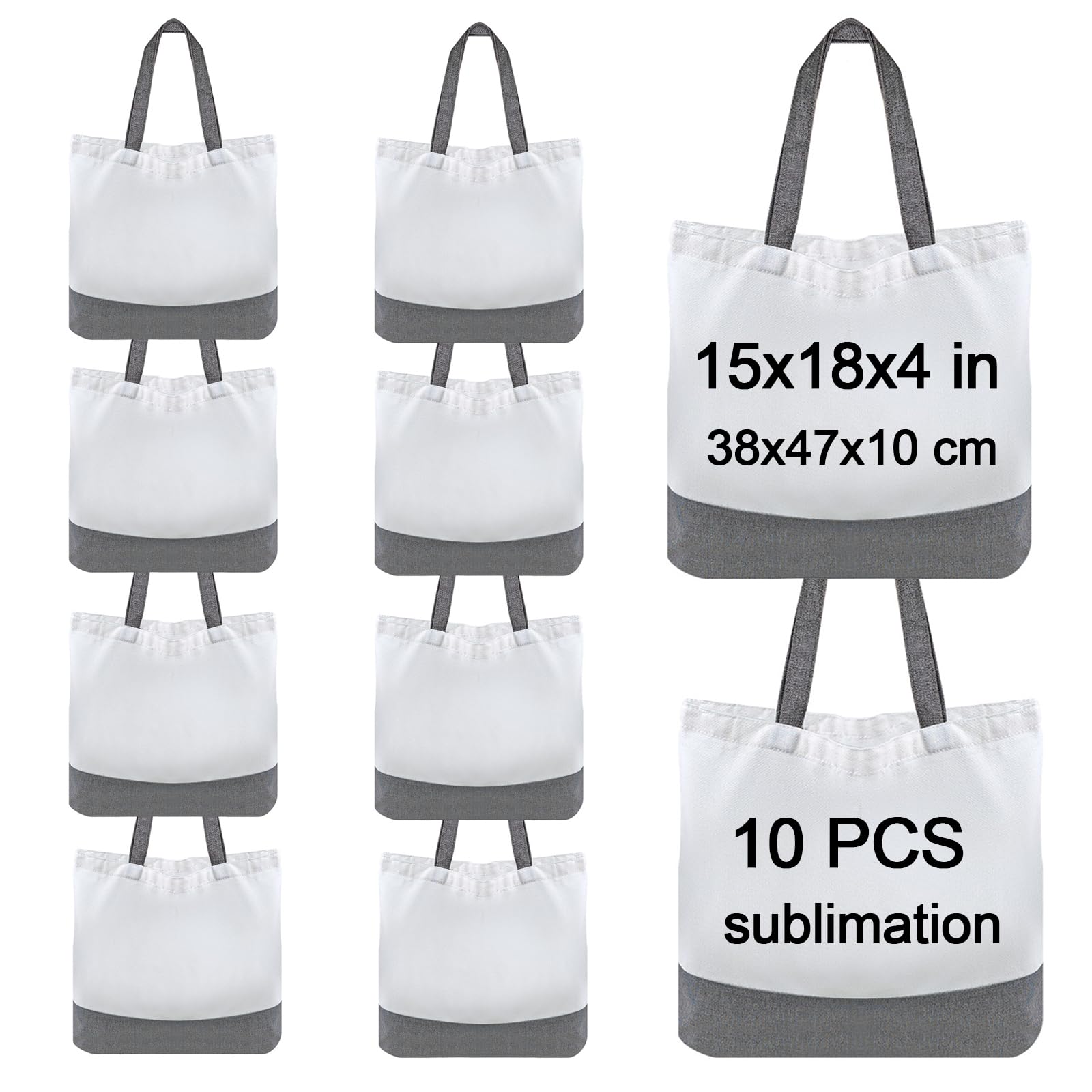 10 Pack Sublimation Tote Bags - Blank Polyester Canvas Totes for DIY Printing, Custom Crafts & Personalized Gifts | Perfect for Events, Promotions & Fashion Accessories
