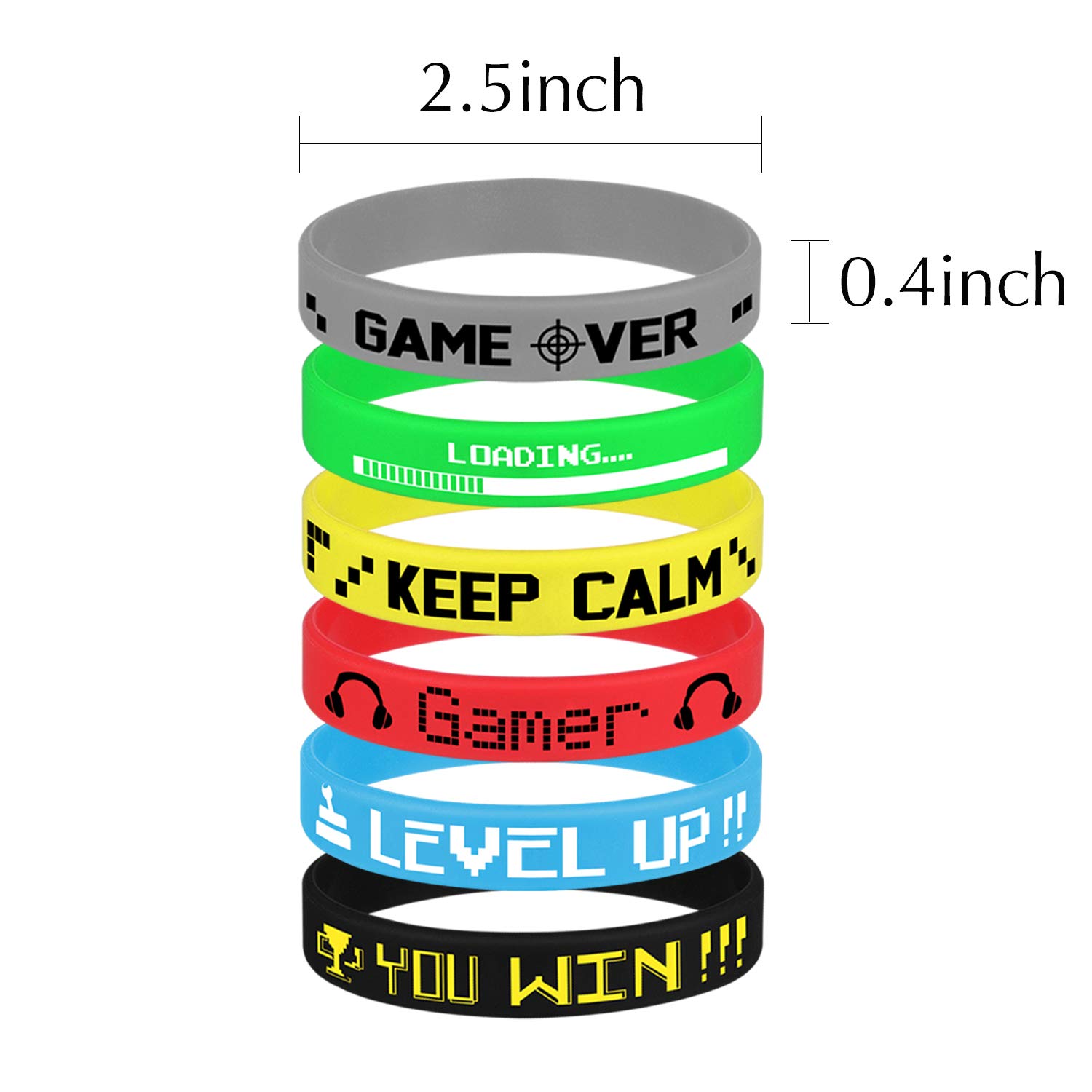 TUPARKA 36 Pcs Video Game Themed Silicone Wristbands - 6 Colorful Styles for Birthday Parties, Baby Showers & Gaming Events - Perfect Party Favors & Giveaways for Kids & Adults