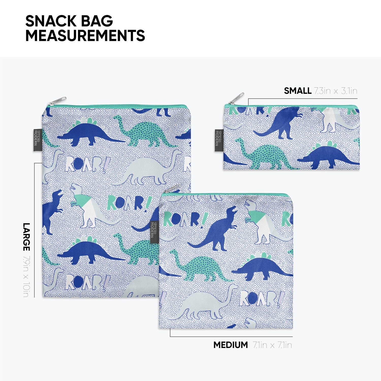 Ellie Snack Bag 3 Pack - Reusable Food Storage Bags for Kids Lunch, Snacks, and On-the-Go | BPA-Free, Leak-Proof, and Eco-Friendly | Perfect for School, Picnics, and Travel
