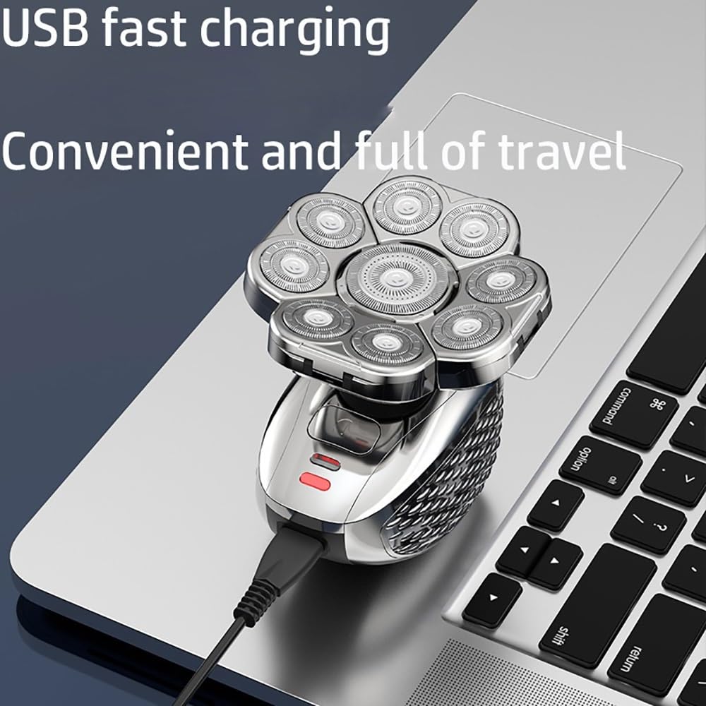 6-in-1 Electric Shaver for Bald Men - Rechargeable Head Shaver, Beard Trimmer & Body Groomer | Perfect for Head Shaving, Facial Hair & Body Grooming at Home or Travel
