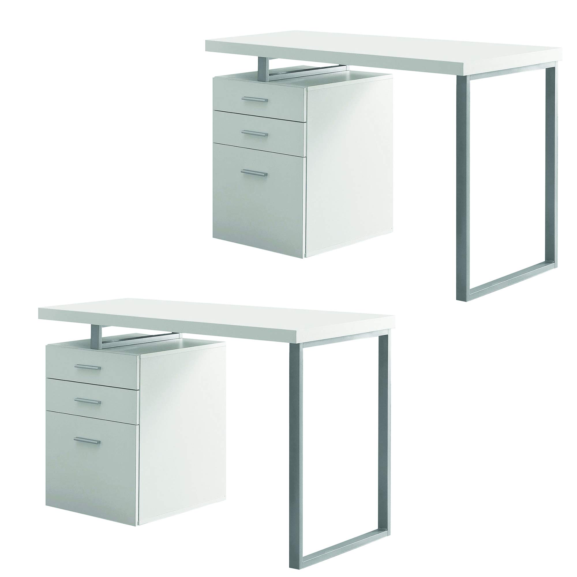 Monarch Specialties 48 Inch Modern Reversible L-Shaped Computer Desk, White (2 Pack) - Perfect for Home Office, Gaming Setup & Small Workspace Solutions