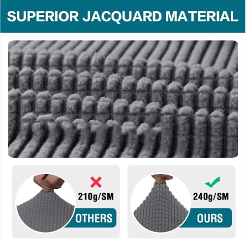 3 Piece T-Cushion Sofa Slipcovers - Thick Stretchable Couch Cover Furniture Protector for 2-Cushion Loveseat with Washable T-Cushion Covers (Grey, X-Large) - Perfect for Living Room, Family Room & Home Decor Protection