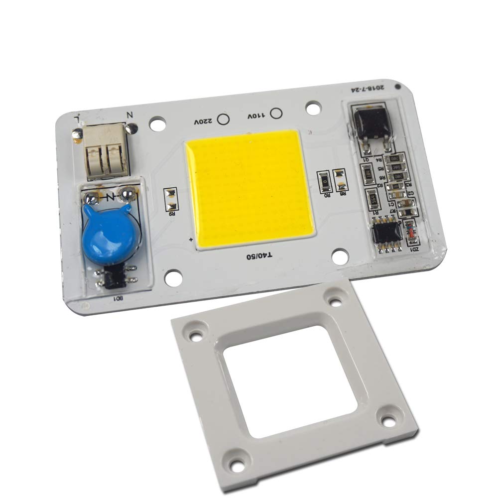Nagulagu LED COB Lamp Chip 50W Warm White 3000K AC 110V Input with Smart IC Driver - No Welding Required for DIY LED Floodlight & Spotlight Projects - Perfect for Home, Garden, and Outdoor Lighting