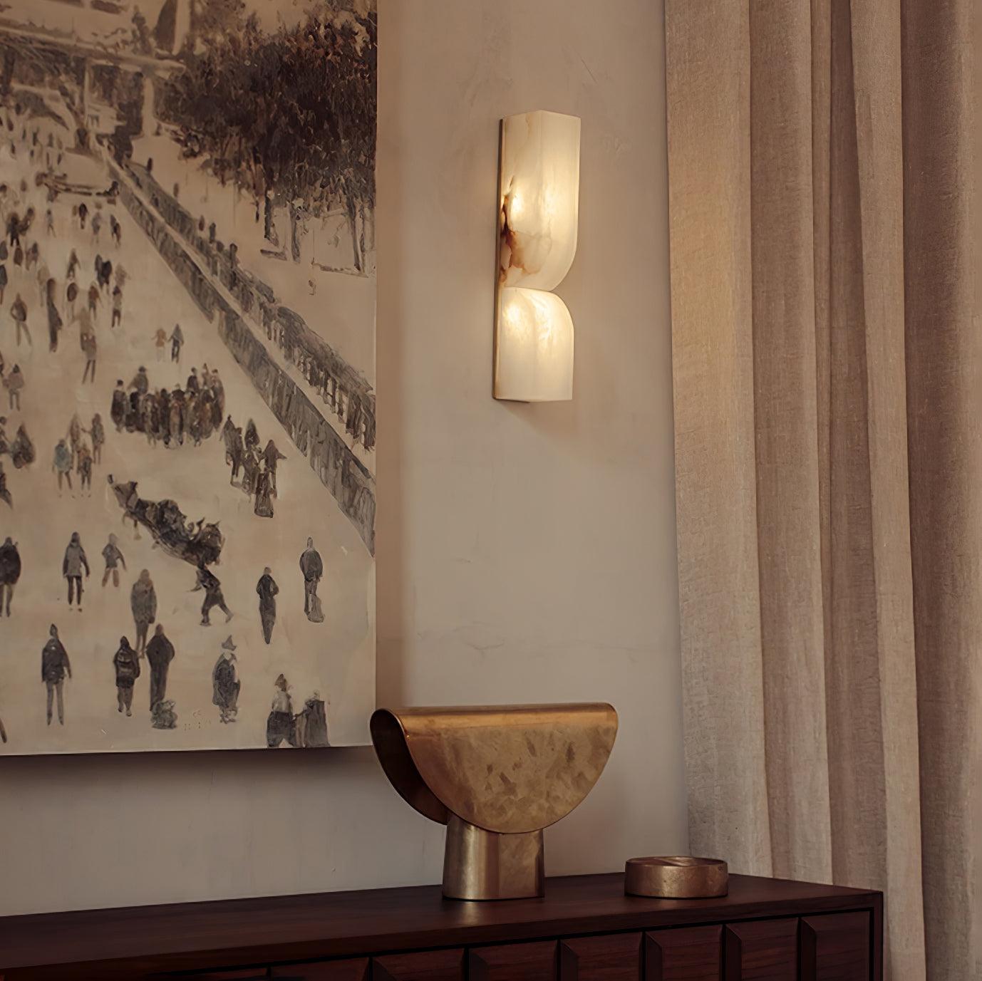 Alabaster Essence Wall Sconce - Elegant Handcrafted Light Fixture for Bedroom, Living Room & Hallway Decor - Perfect for Ambient Lighting and Home Interior Design