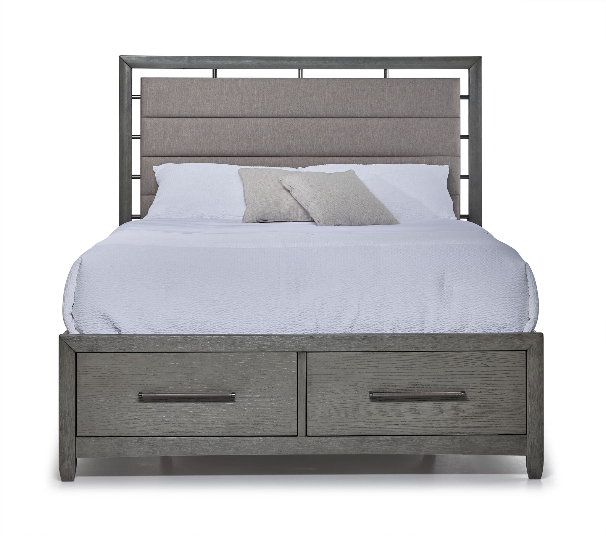 Chelsea 3-Piece King Size Storage Bed Frame with Underbed Drawers, Grey - Perfect for Master Bedroom Organization & Small Space Saving