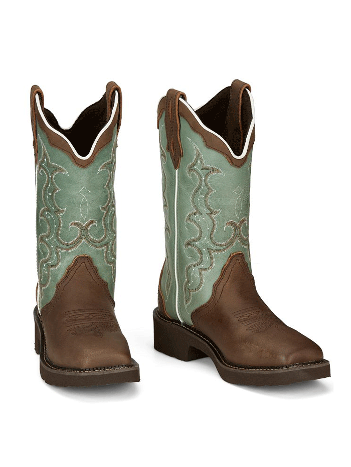 Justin GY2904 Women's RAYA Distressed Brown Water Buffalo Western Boots - Perfect for Country Dancing, Rodeos & Western Fashion