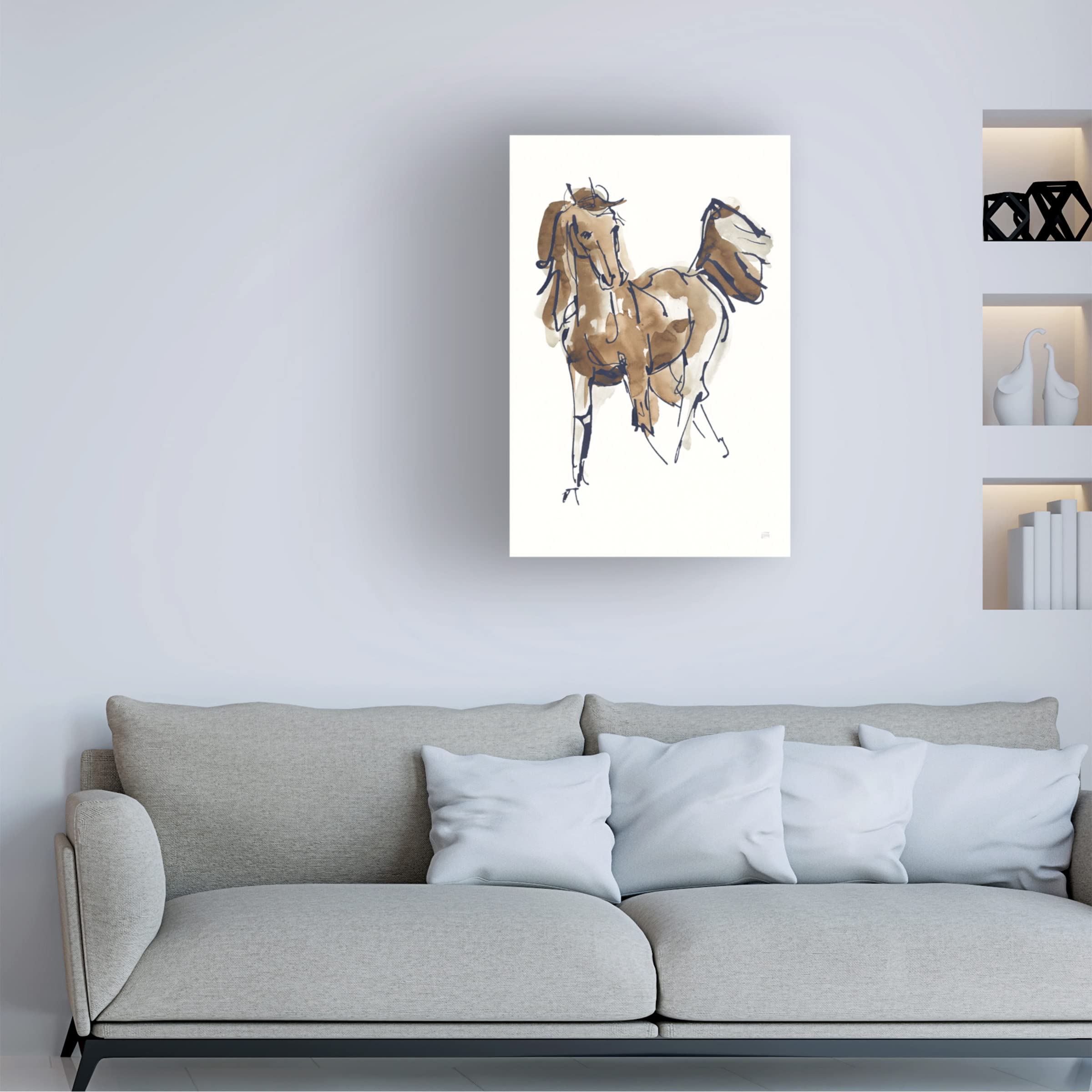 Chris Paschke Sketchy Horse VI Navy Canvas Wall Art Print - 16x24 Inches - Modern Abstract Horse Painting for Living Room, Bedroom & Office Decor