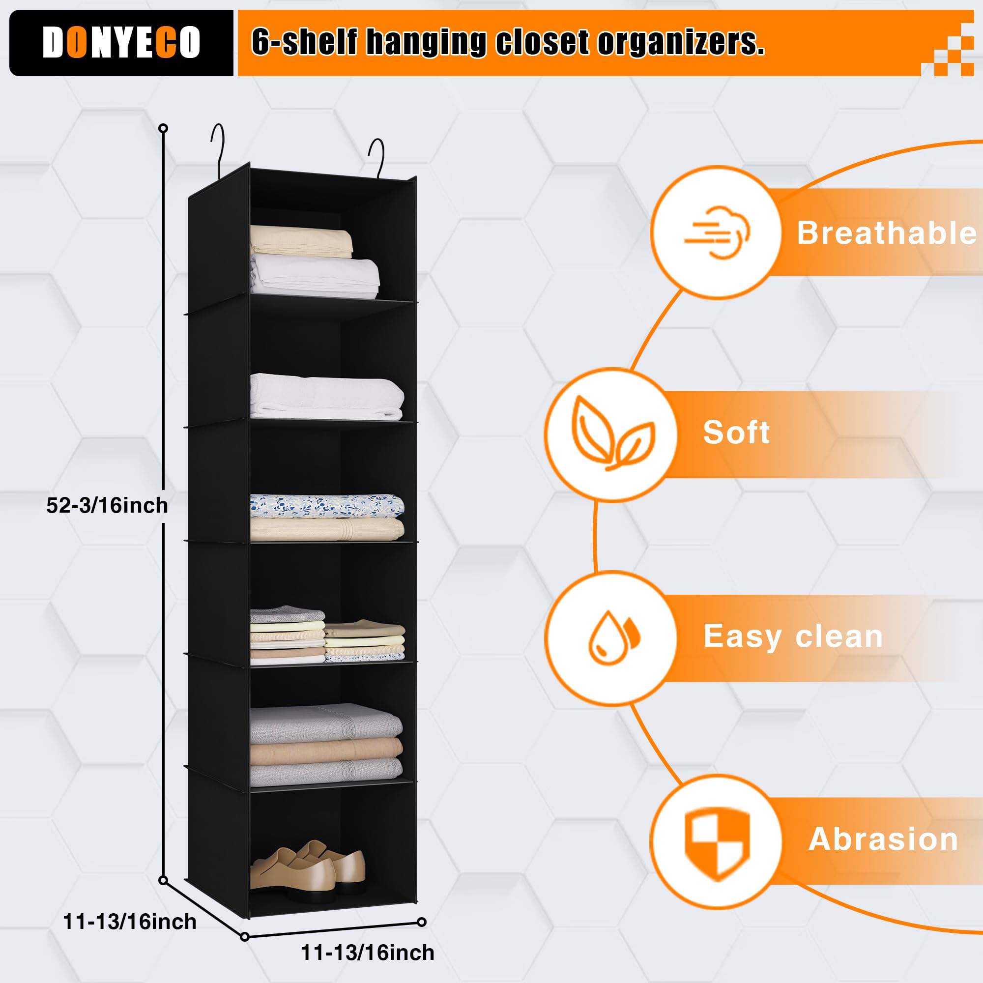 6-Shelf Hanging Closet Organizer for RV, Wardrobe & Nursery - Space Saving Storage Solution for Clothes, Toys & Camper Accessories - Perfect for Small Spaces, Baby Rooms & Travel Organization
