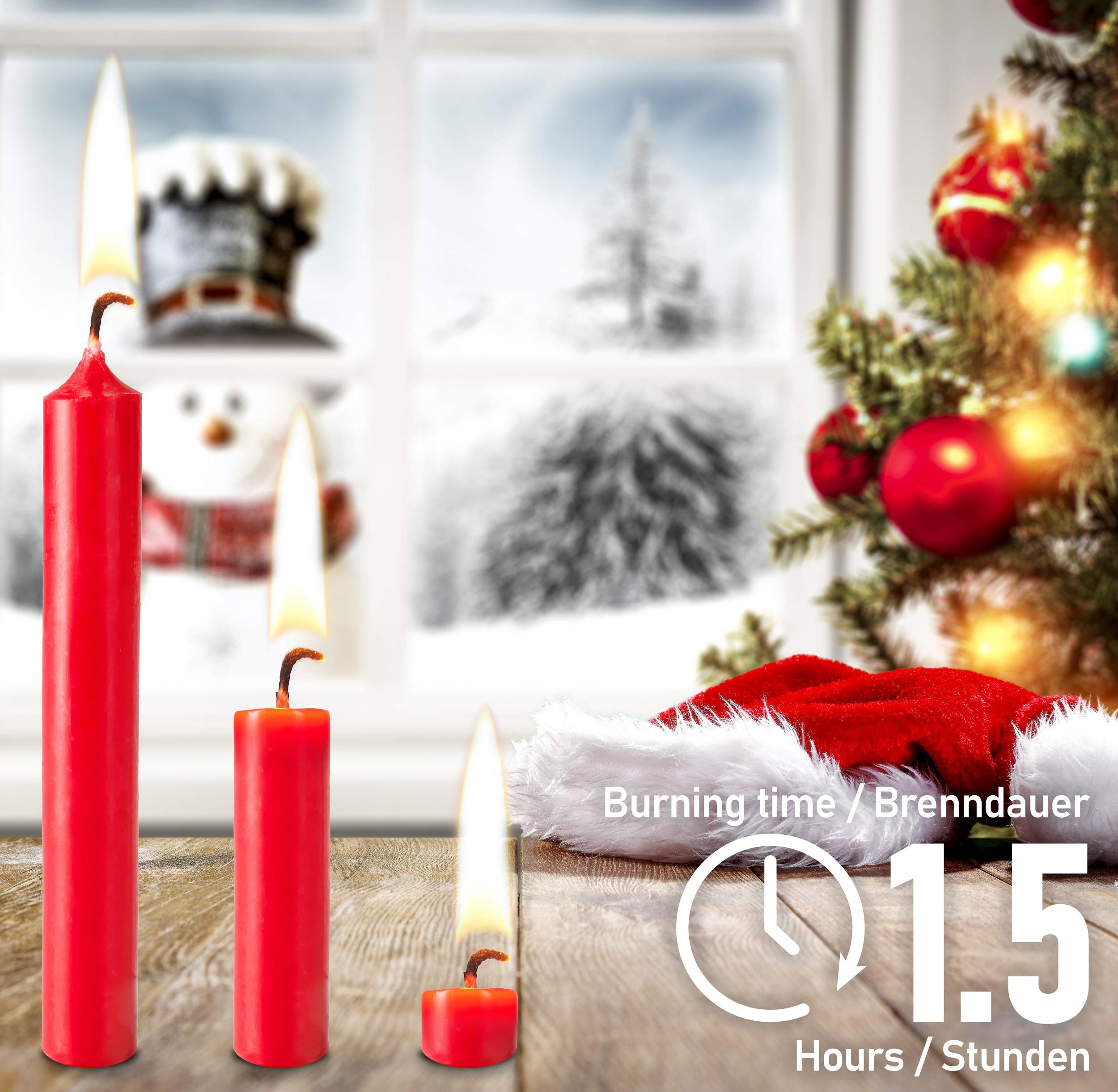 20 Pack Red Tree Candles - 3¾ x ½ Inches (9.5 x 1.27cm) - Handmade in Europe - Perfect for Christmas Pyramids, Carousels & Chimes - Festive Holiday Home Decor