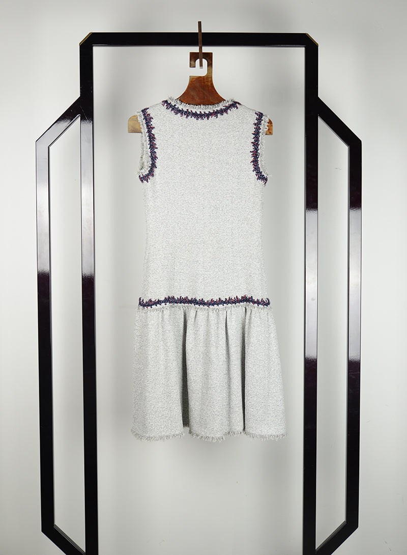 Chanel White Midi Dress with Trim Size 36 - Perfect for Weddings, Parties & Special Occasions