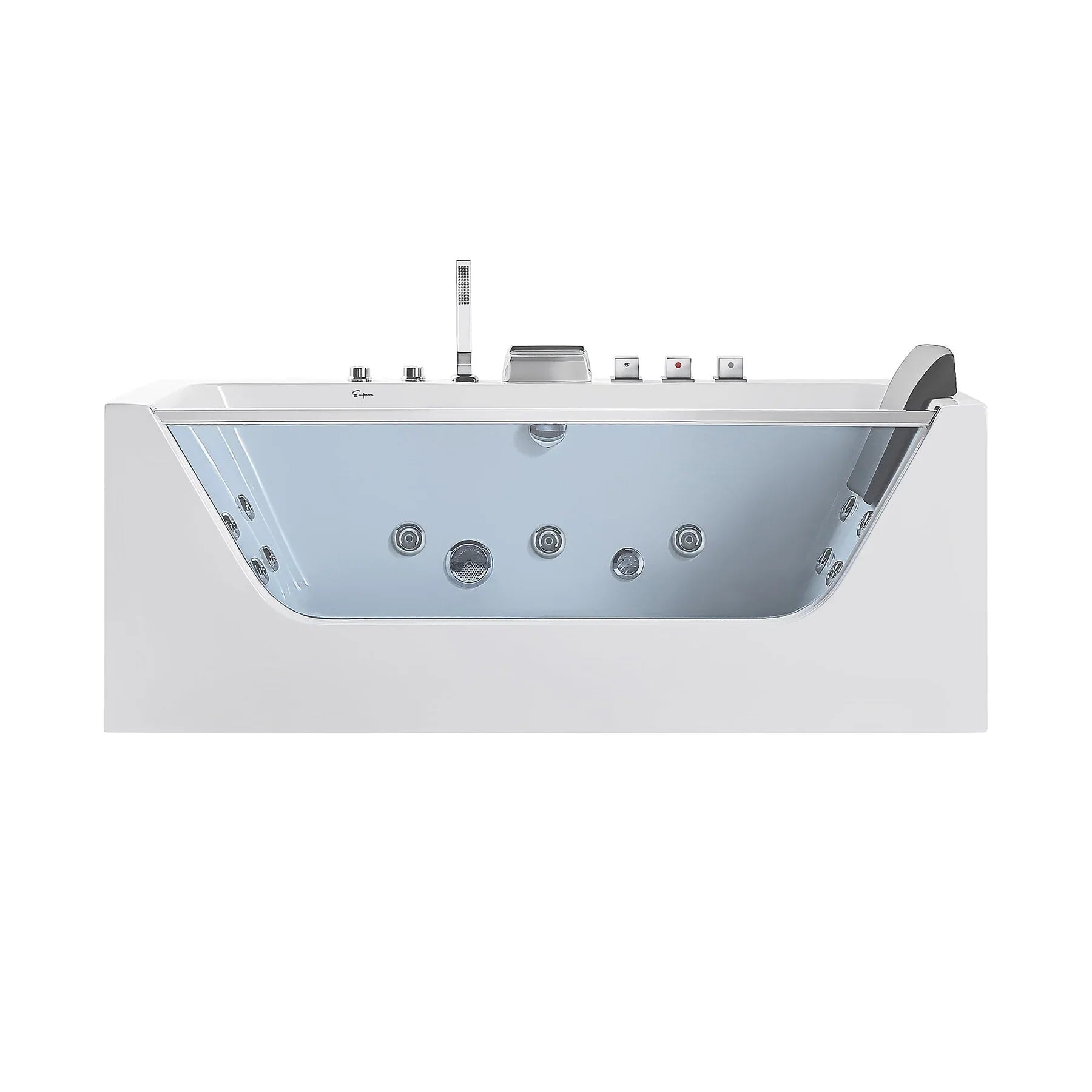 Empava 67-Inch LED Waterfall Faucet with Hydromassage Jetted Bathtub - Modern Freestanding Soaking Tub for Luxury Bathroom Spa Experience (Model 67JT408LED)