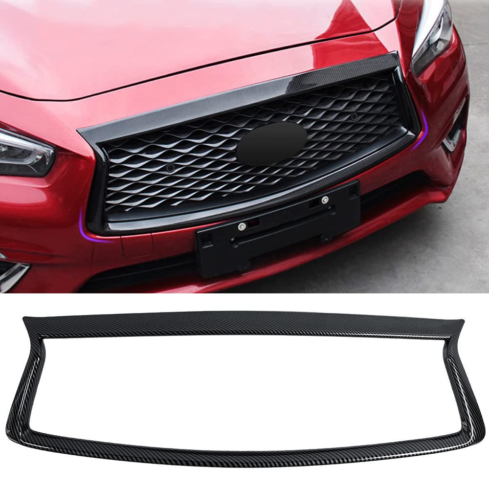 Carbon Fiber Front Grille Trim for Infiniti Q50 2014-2017 | High-Quality Grill Frame Cover Add-On | Upgrade Your Car's Style for a Sporty Look