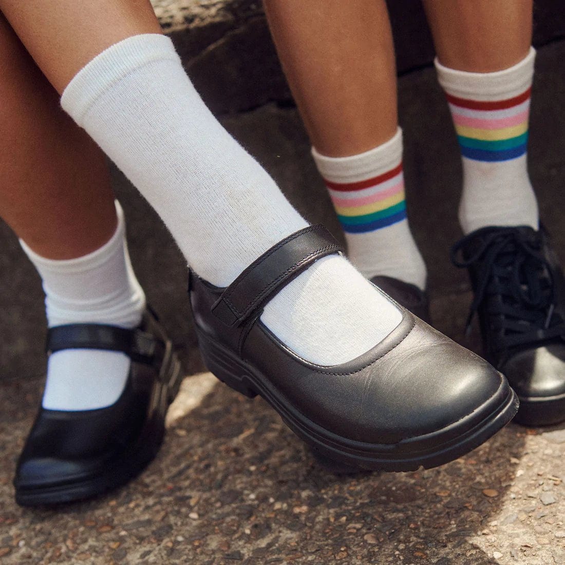 ROC BOOTS Junior Roulette Strap Black Leather School Shoes for Boys & Girls - Comfortable & Durable Kids Dress Shoes for Class, Church, and Formal Occasions