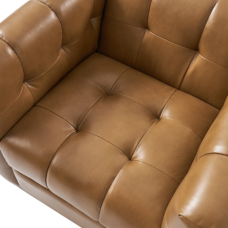 Feodor Genuine Leather Mid Century Modern Swivel Chair - Premium Office & Living Room Furniture for Home Decor