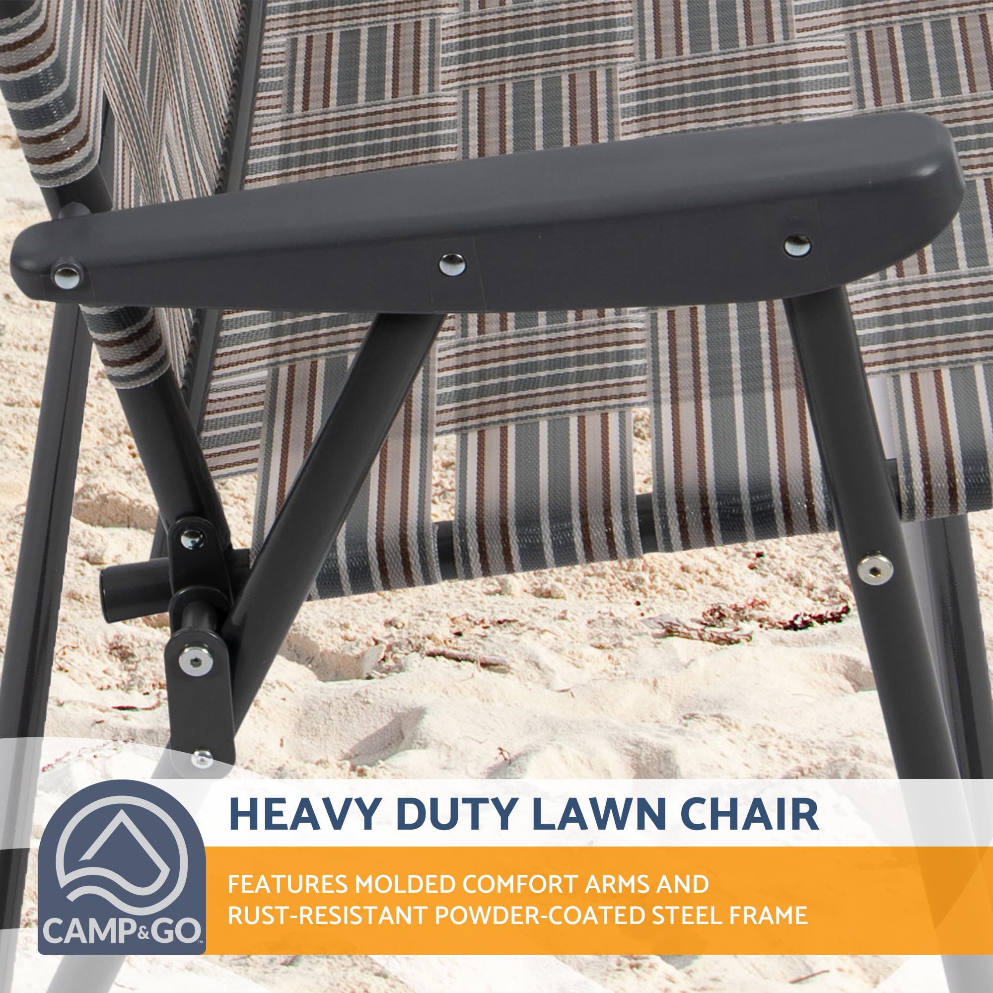 Camp & GO Double Wide Folding Loveseat Chair for Outdoor Camping & Patio - Grey, 45.94