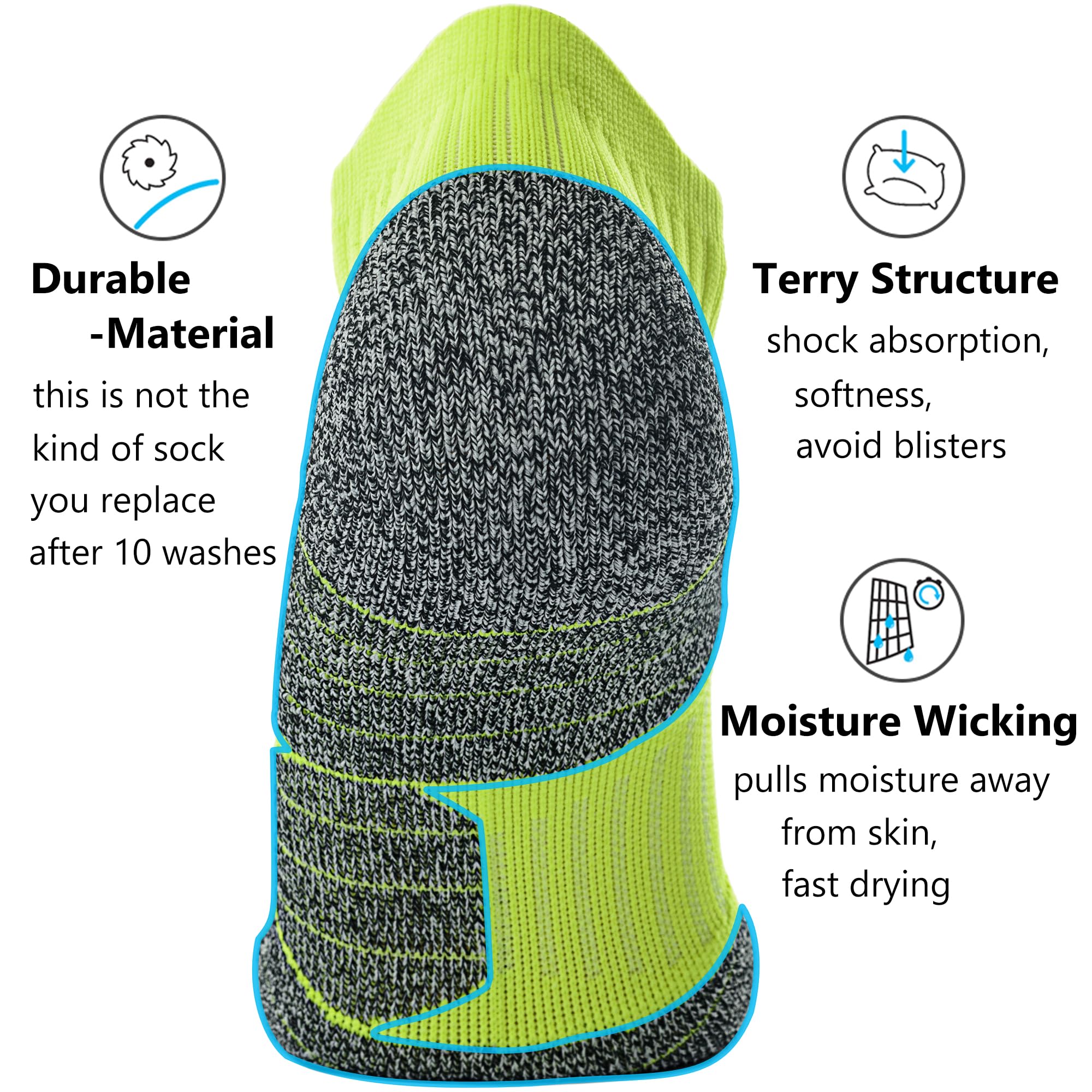 CWVLC Unisex Cushioned Compression Athletic Ankle Socks 6-Pack - Breathable Moisture-Wicking Workout Socks for Running, Hiking & Sports (Black/White/Gray)