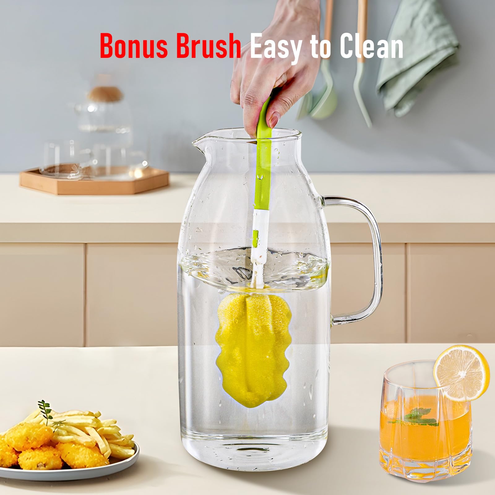 Veecom 105 Oz Large Glass Pitcher with Lid - BPA-Free Water Pitcher with Handle for Iced Tea, Lemonade & Juice - Perfect for Parties, Refrigerator Storage & Entertaining - Durable Drink Dispenser for Home, Office & Outdoor Gatherings