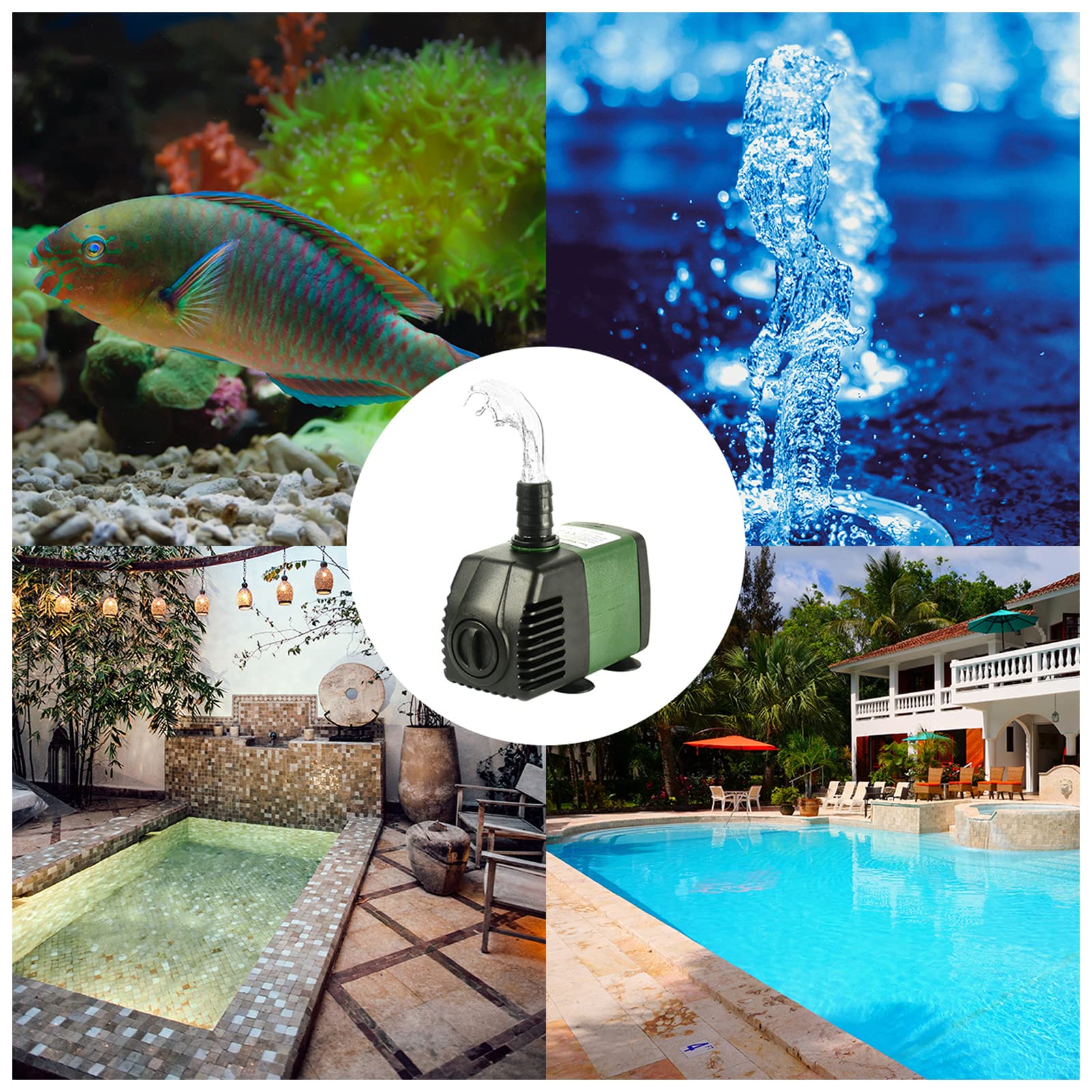 AolKee 25W 1500L/H Submersible Water Pump with 2 Nozzles, AC220-240V Electric Water Pump for Aquarium, Fish Tank, Pond, Garden - Perfect for Water Circulation and Oxygenation in Home & Outdoor Water Features