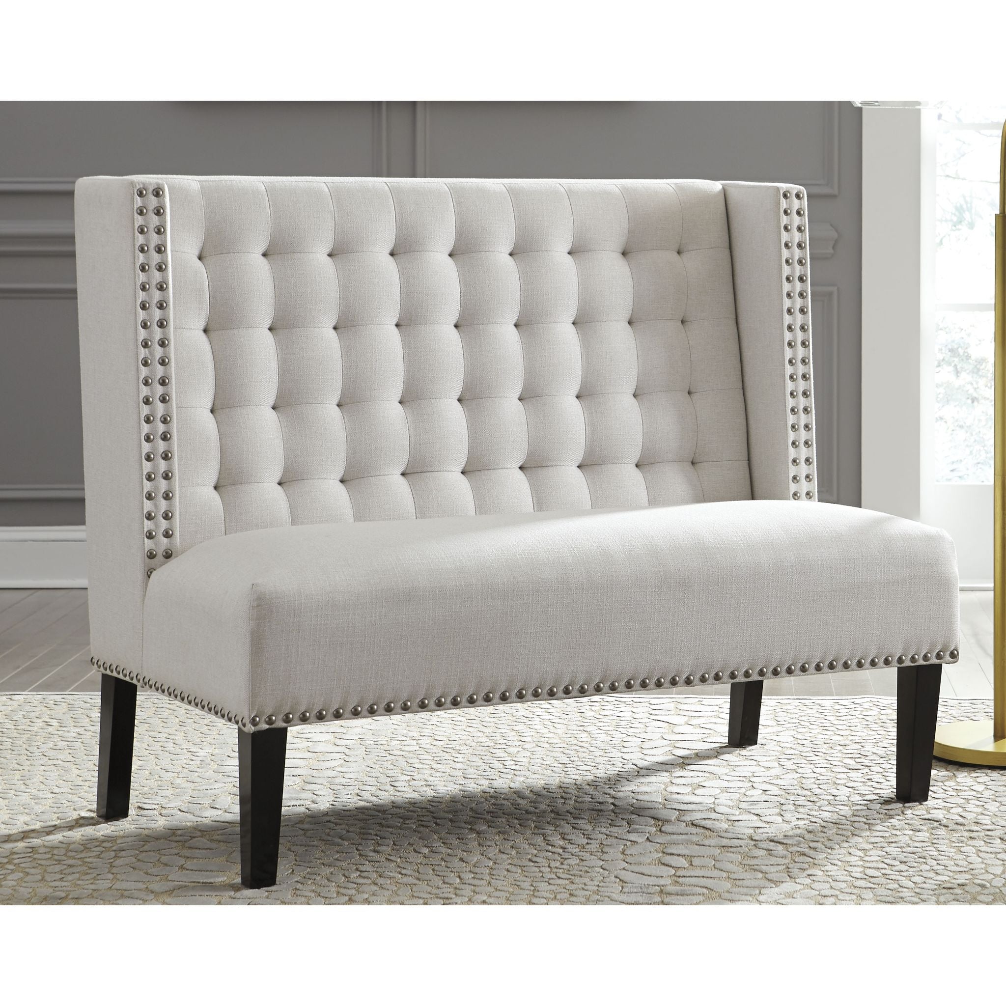 Beauland Ivory Upholstered Bench - Modern Accent Seating for Entryway, Bedroom & Living Room - Soft Fabric & Sturdy Wood Frame - Home Decor & Functional Furniture