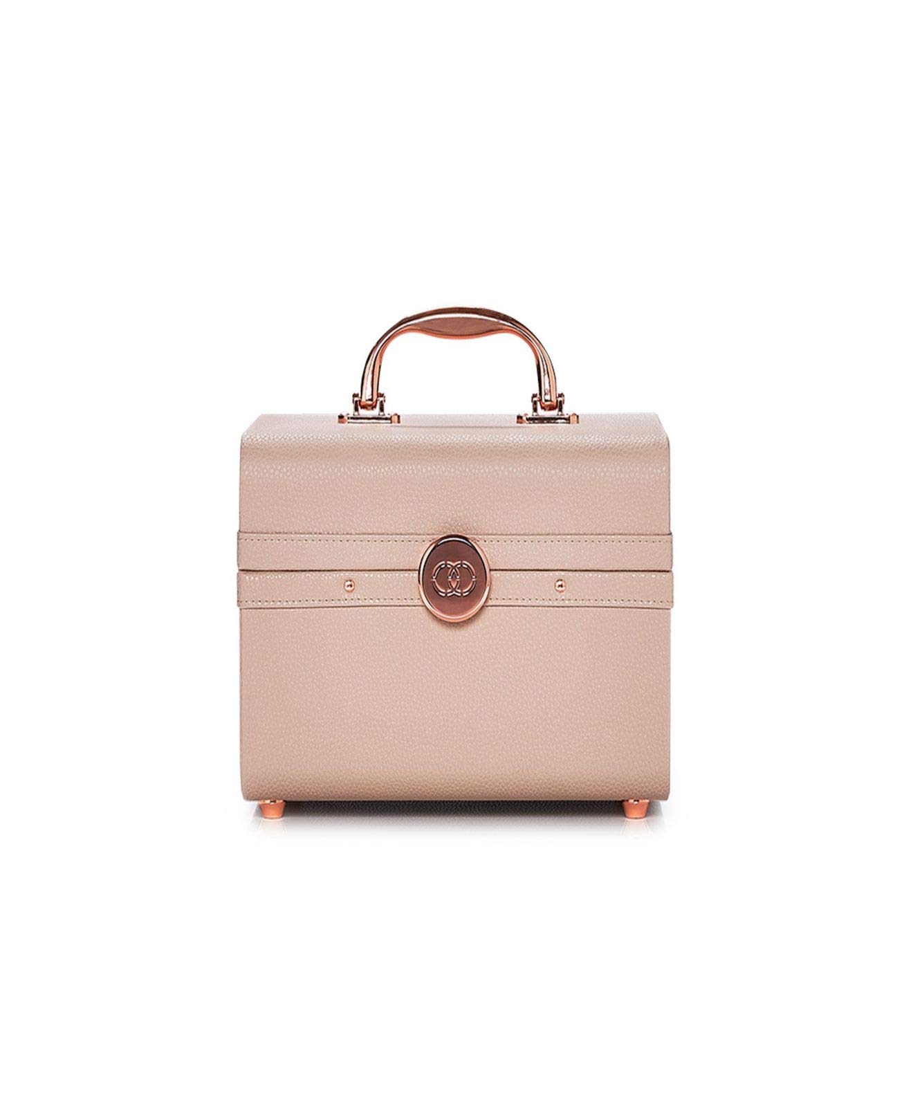 Caboodles Life & Style Small Train Case - Cream White Cosmetic Makeup Organizer with Mirror | Perfect for Travel, Salon & Home Storage