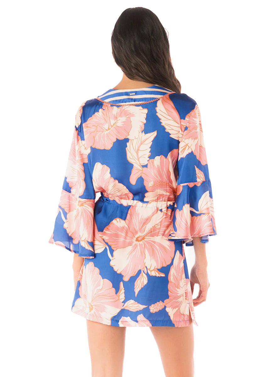 Maaji Magnolia Mirage Enjoyable Dress Cover Up - Bright Blue Floral Print Beach Dress for Women | Perfect for Poolside, Vacation & Summer Outfits