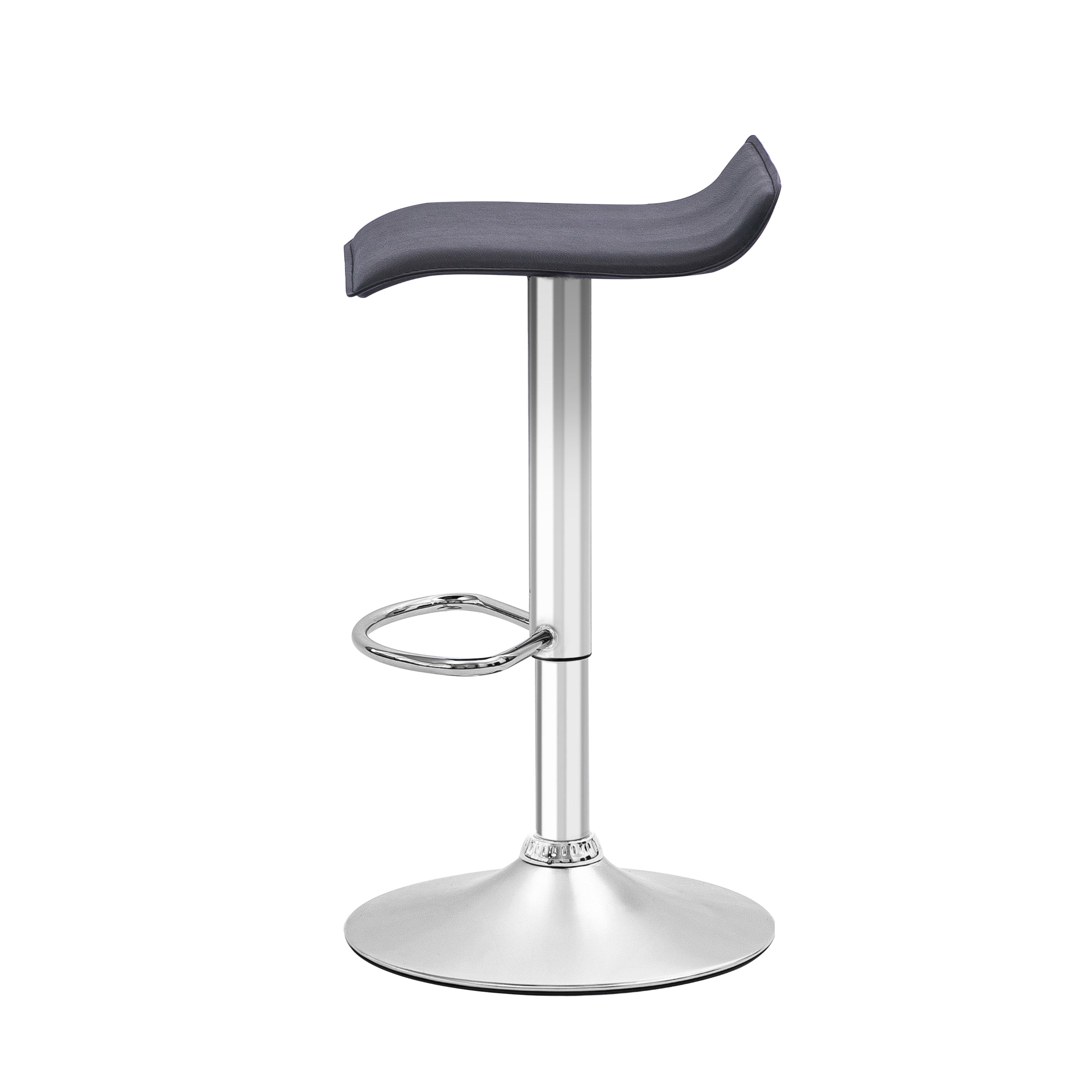 Urban Style Set of 4 Craig Adjustable Height Bar Stools with Gas Lift Mechanism - Chrome & Black Modern Kitchen Counter Stools for Dining Room, Bar or Breakfast Nook