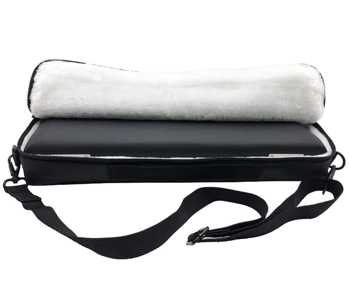 Lightweight 17 Hole Flute Case Cover Bag with Adjustable Shoulder Strap & Soft Plush Lining - Black (17.3