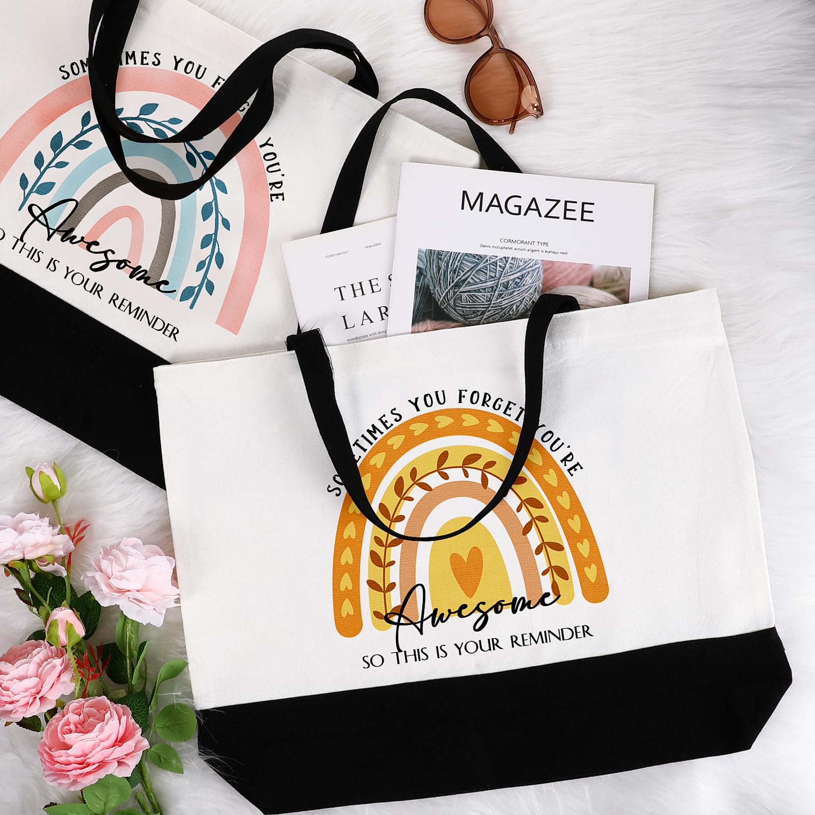 Silkfly 30 Pack Canvas Tote Bags for Women - Inspirational Thank You Gifts for Teachers & Coworkers - Reusable Grocery Shopping Bags, Teacher Appreciation Week, Office Gifts & Everyday Use