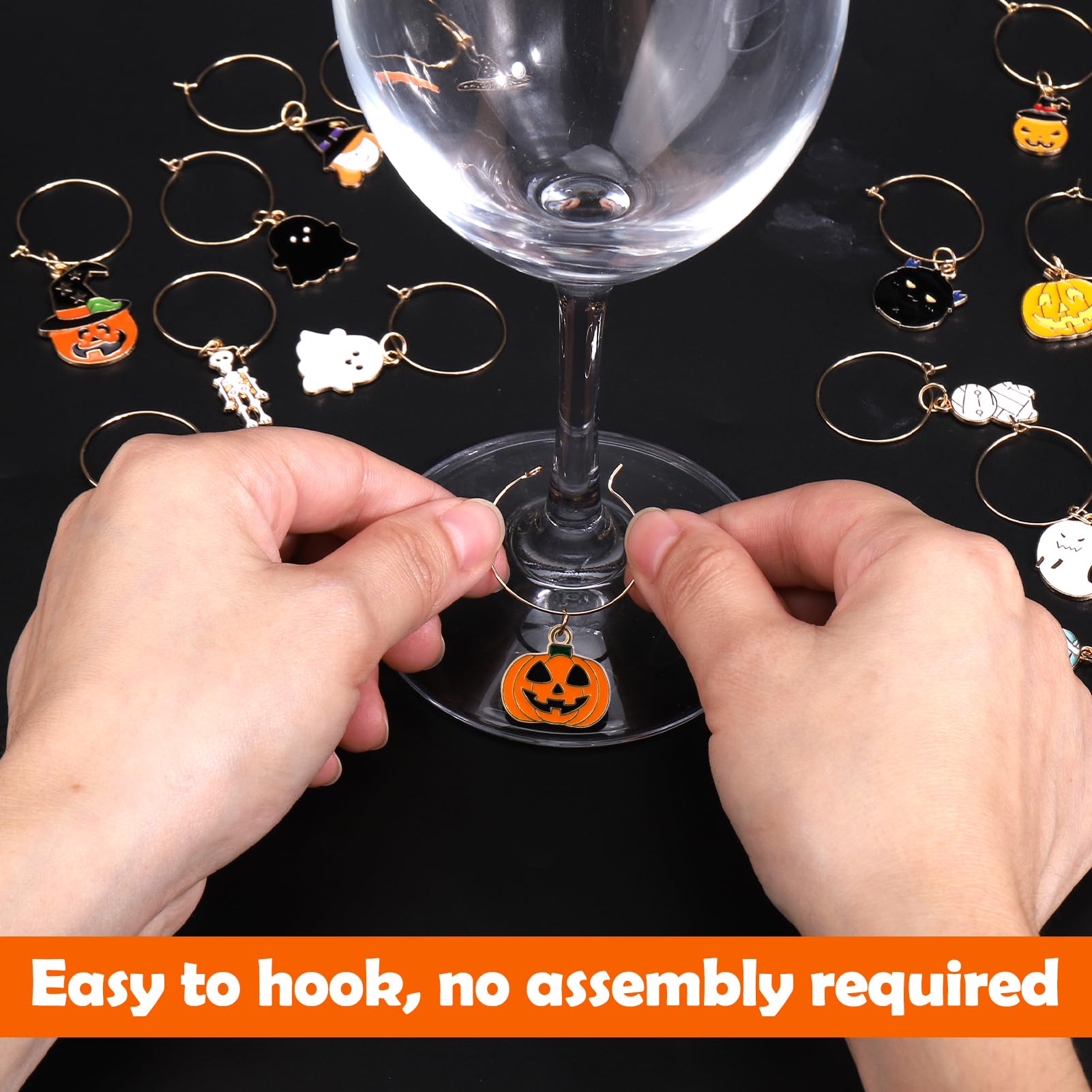 AIERSA Elegant Wine Glass Charms Set - 12 Pack Stemware Drink Markers with Gold Rings | Funny Party Glass Identifiers for Wedding, Bridal Shower & Holiday Gatherings | Prevent Drink Mix-ups at Social Events