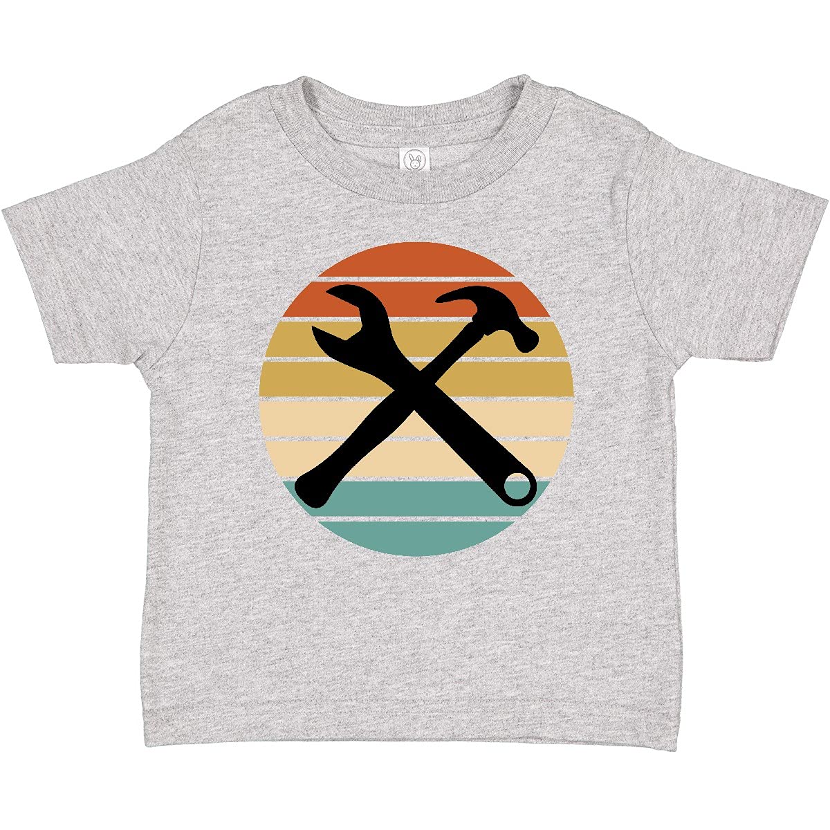 Vintage Sunset Construction Tools Baby T-Shirt | Soft Cotton Graphic Tee for Toddlers | Perfect for Playdates, Daycare & Family Photos