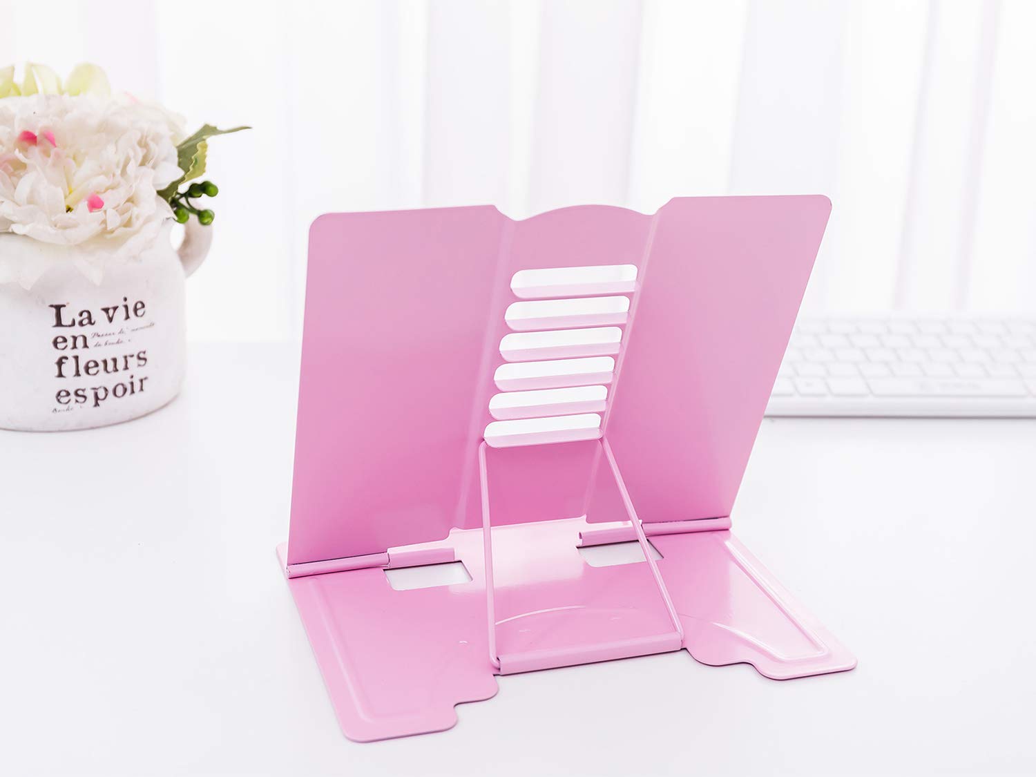 Adjustable Metal Book Stand Holder - Durable Reading & Display Stand for Office, School, Home - Ergonomic Angle for Cookbooks, Calendars, Textbooks (Perfect for Studying, Cooking & Workspace Organization)