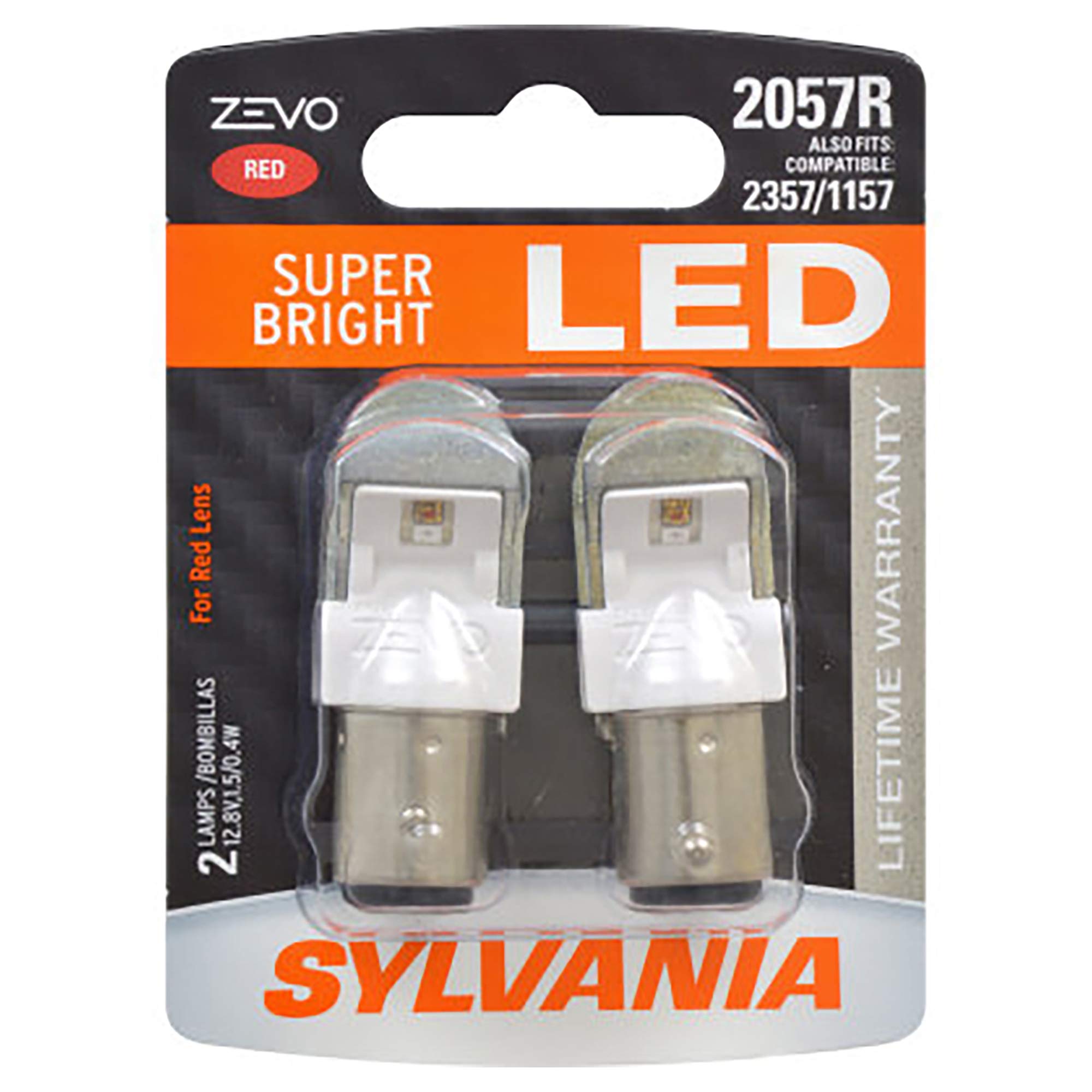 SYLVANIA 2057 ZEVO LED Red Bulb - Bright Stop/Tail Lights (2-Pack) for Cars & Trucks