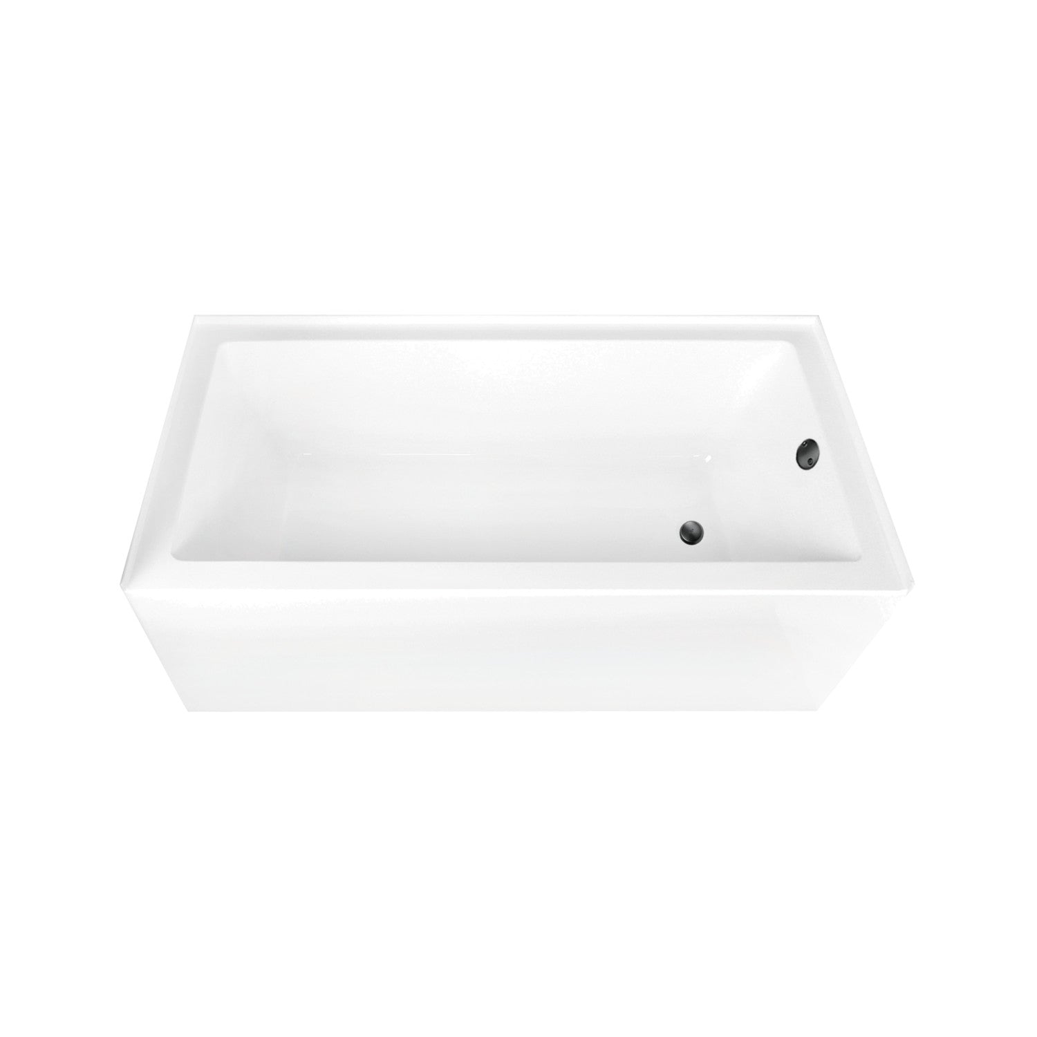 Aqua Eden 66 Inch Acrylic Rectangular 3 Wall Alcove Bathtub Combo with Waste & Overflow Drain - Right Hand Drain - Glossy White/Matte Black - Perfect for Modern Bathroom Renovations & Spa-Like Retreats