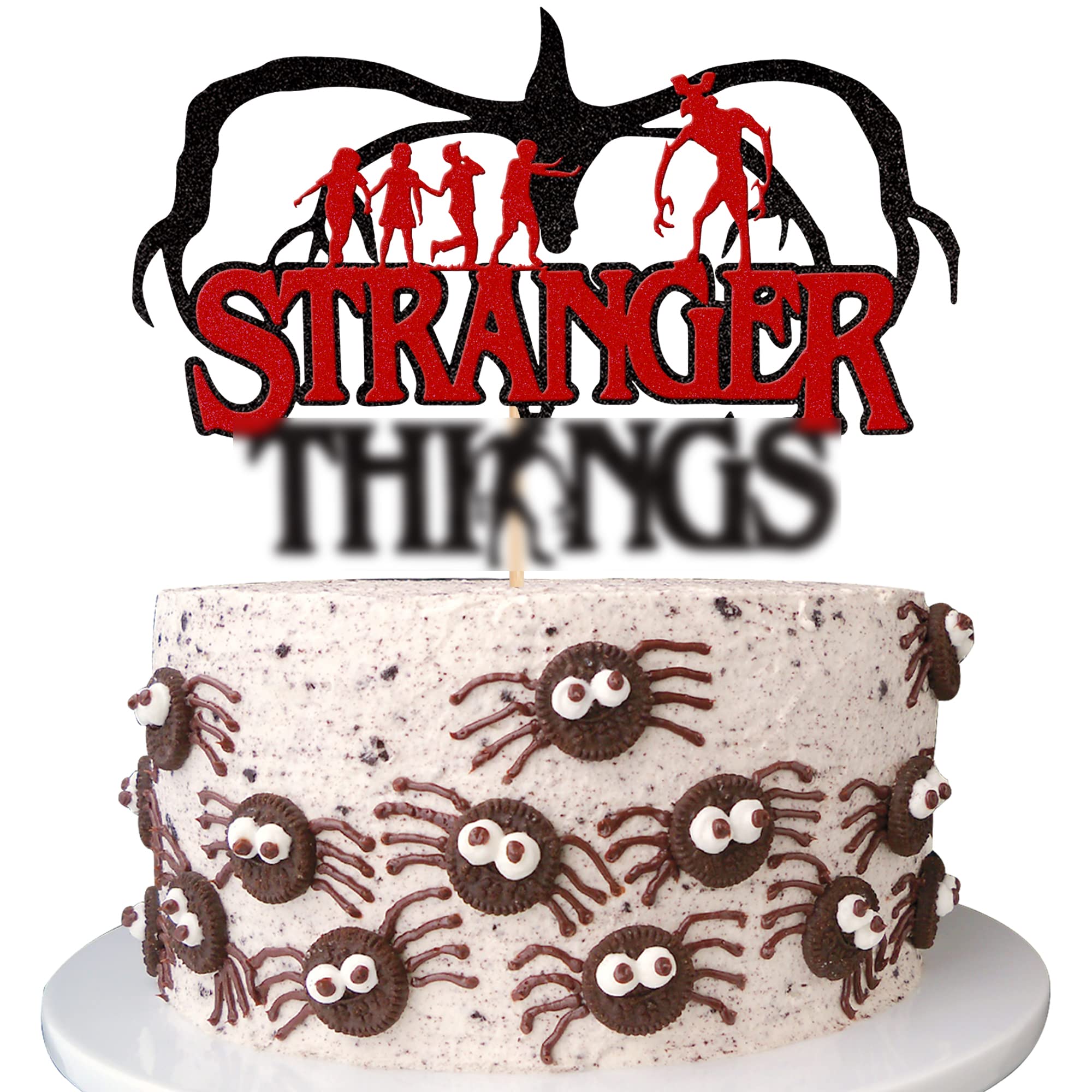 1 PCS Stranger Things Birthday Cake Topper - Glitter TV Show Inspired Party Decor for Stranger Things Themed Birthday Cakes - Perfect for Kids, Boys & Girls Birthday Parties, Halloween Celebrations & 80s Nostalgia Events