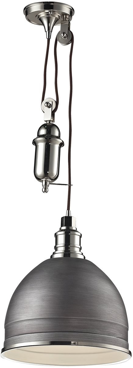12W Single Light Pendant Fixture in Brushed Nickel Finish - Perfect for Kitchen Island, Dining Room, or Entryway Lighting