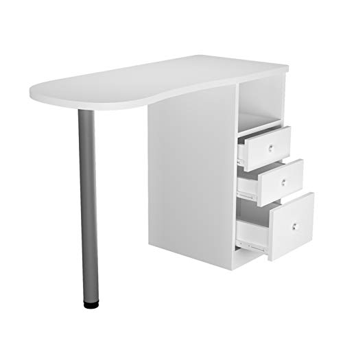 Professional White Wooden Nail Technician Table - Beauty Salon Manicure Pedicure Station Desk for Spa & Home Use