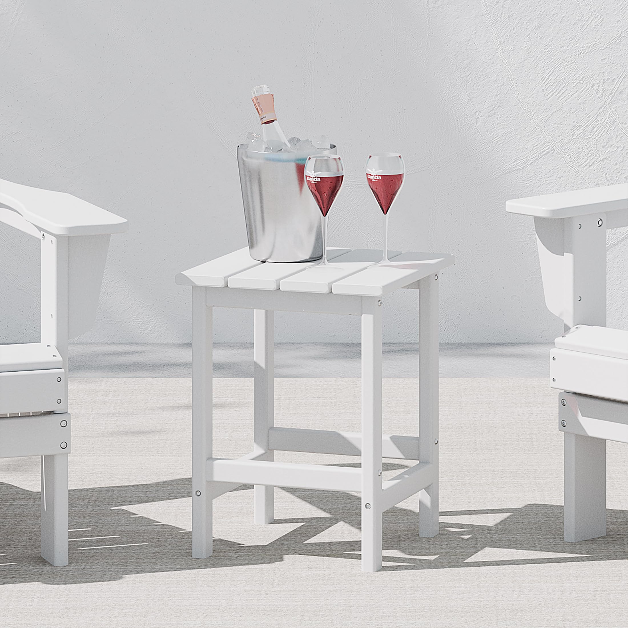 WestinTrends White All-Weather Poly Lumber Adirondack Square End Table - Outdoor Patio Furniture for Garden, Poolside & Deck Decor