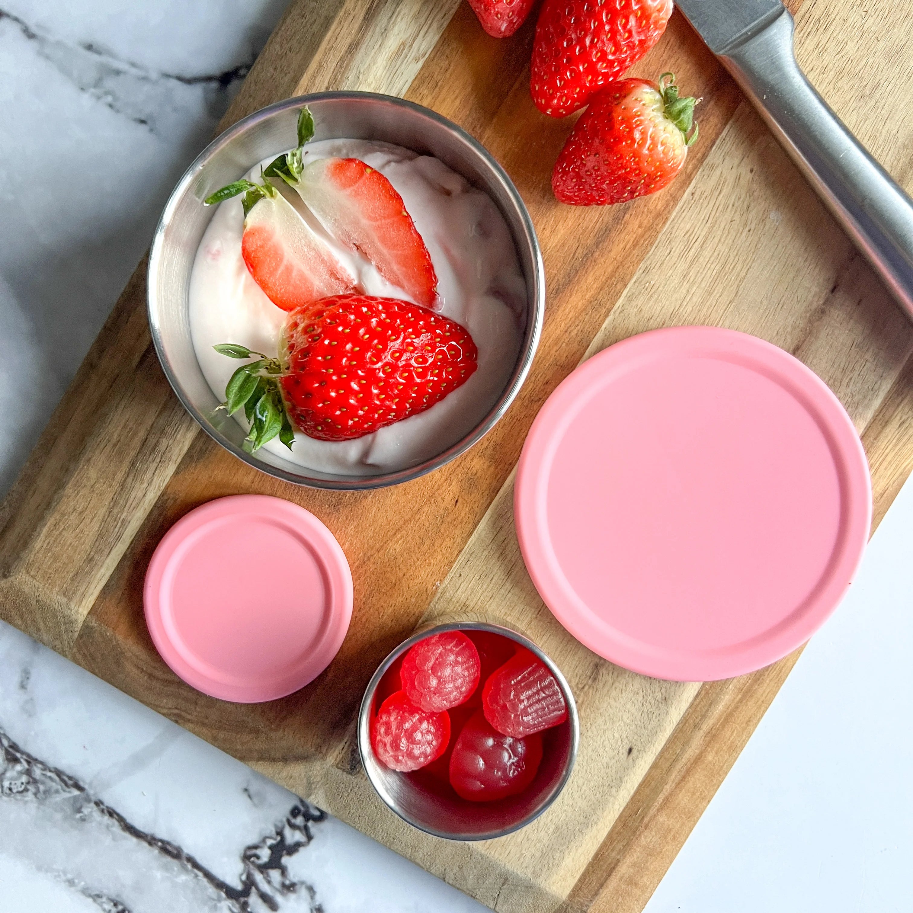EcoCocoon 2-Pack Reusable Snack Containers with Lids - BPA-Free Food Storage Bowls for Kids & Adults, Microwave & Dishwasher Safe (Pink Rose) - Perfect for School Lunches, Picnics, and Meal Prep