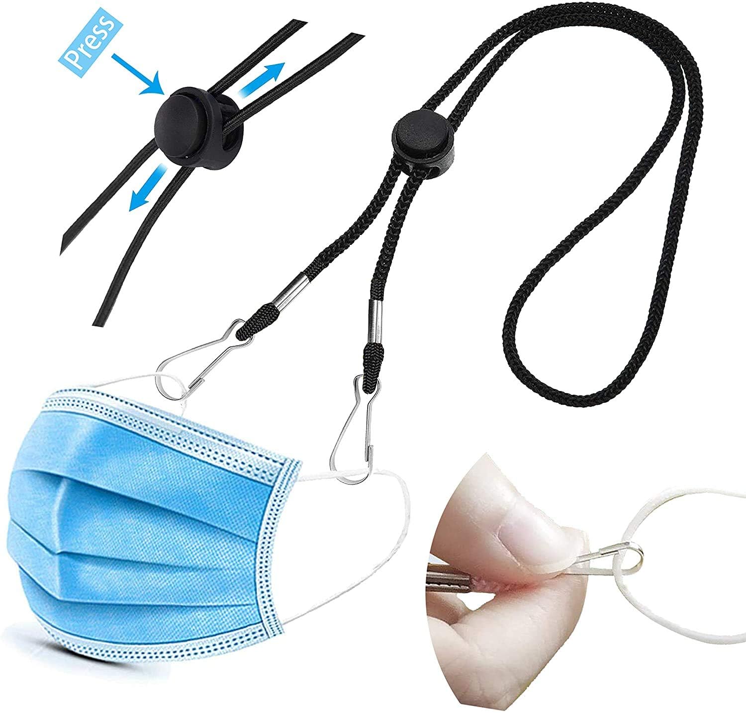 5 Pack Adjustable Face Mask Lanyards - Comfortable Neck Strap for Kids & Adults - Perfect for School, Work & Travel