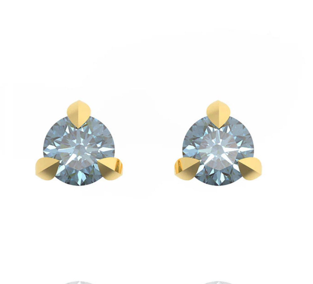 14k Gold 3mm Montana Sapphire Stud Earrings for Women - Elegant Little Leaves Design, Perfect for Everyday Wear & Special Occasions