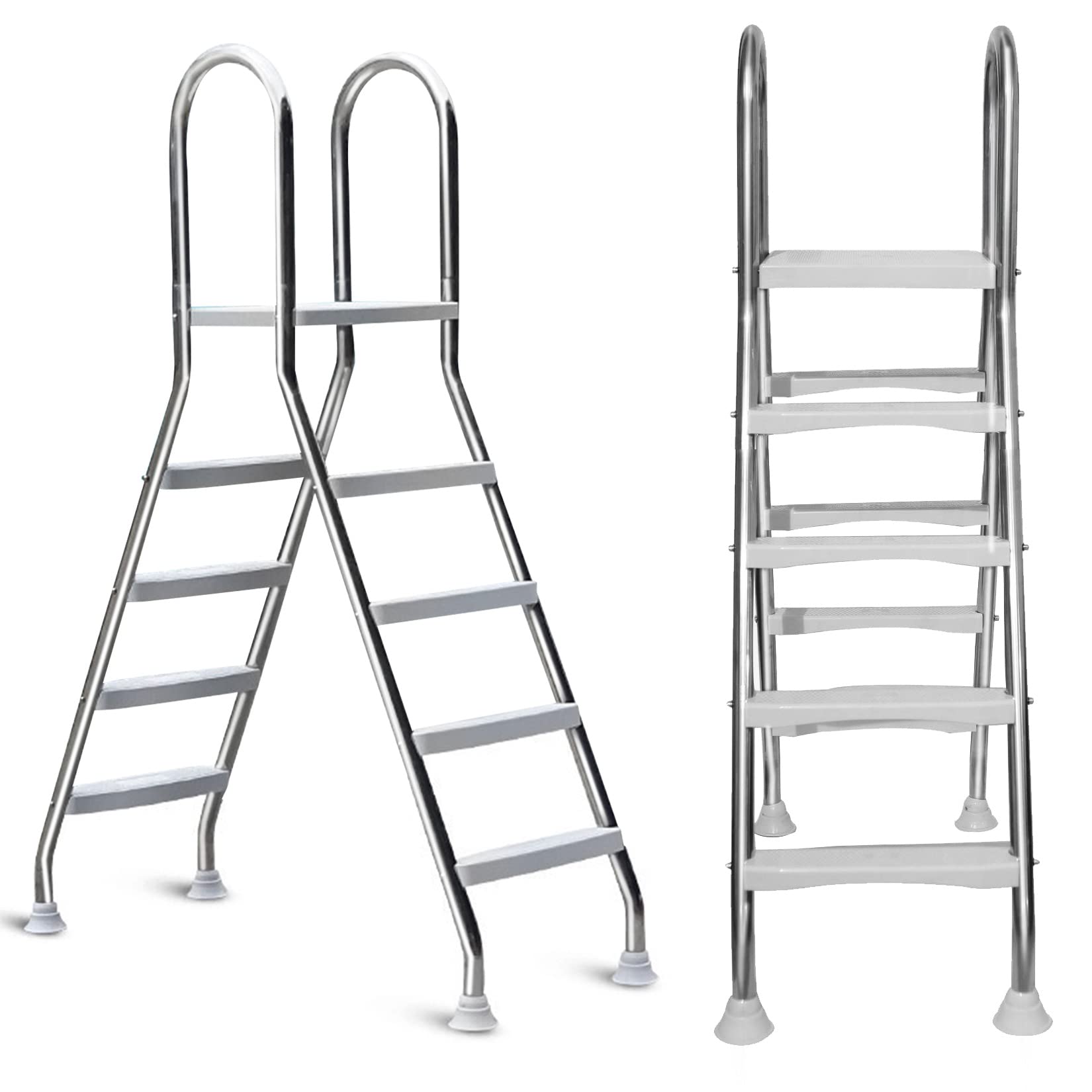 **Heavy Duty 304 Stainless Steel Above Ground Pool Ladder - 4 Step Outdoor Swimming Pool Steps with 500 lb Weight Capacity - Durable Backyard Pool Access for Inground & Above Ground Pools**