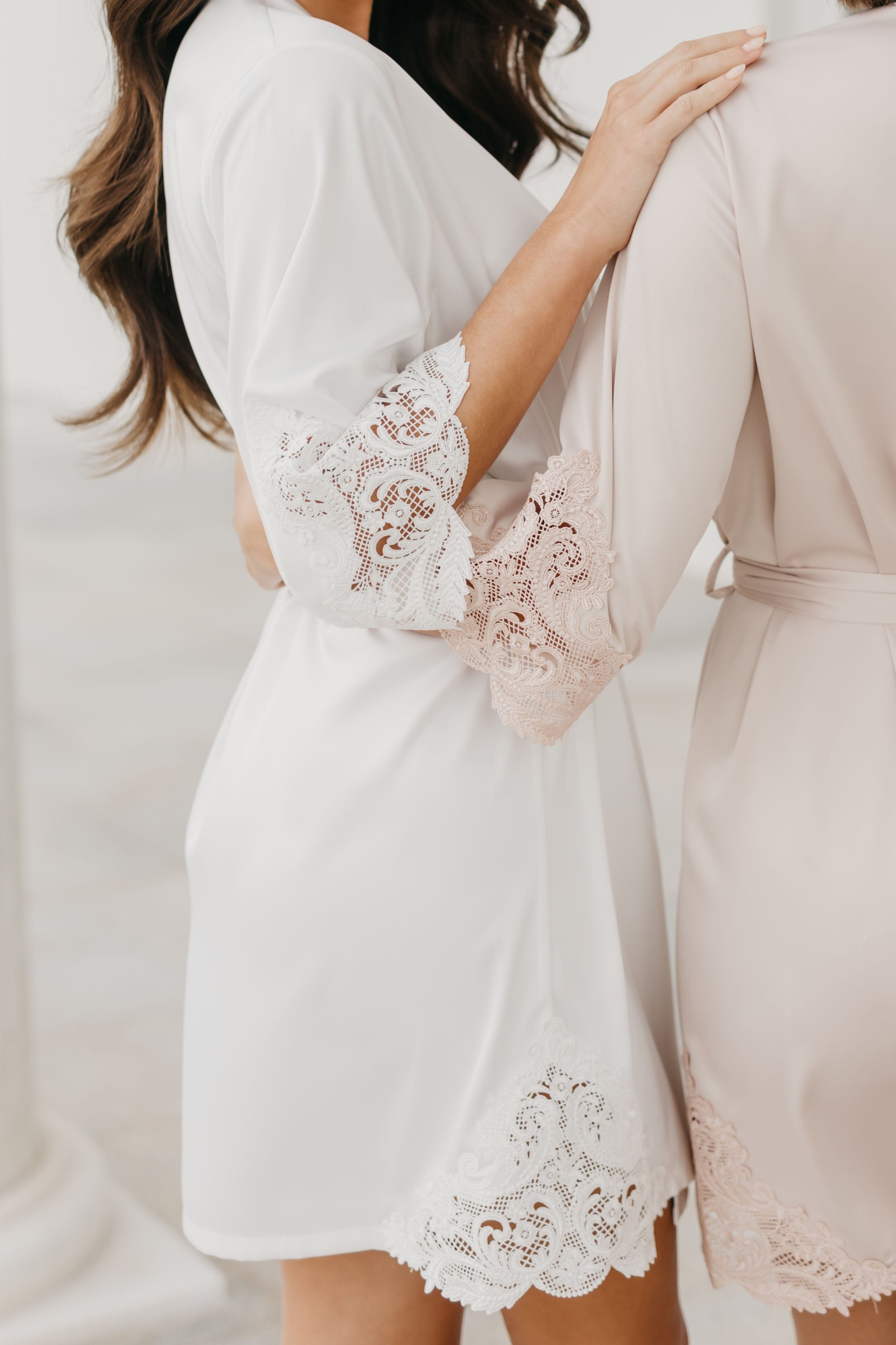 Lace Trim Robe for Women - Elegant Lingerie Kimono with Floral Embroidery - Perfect for Bridal Shower, Honeymoon & Boudoir Photography