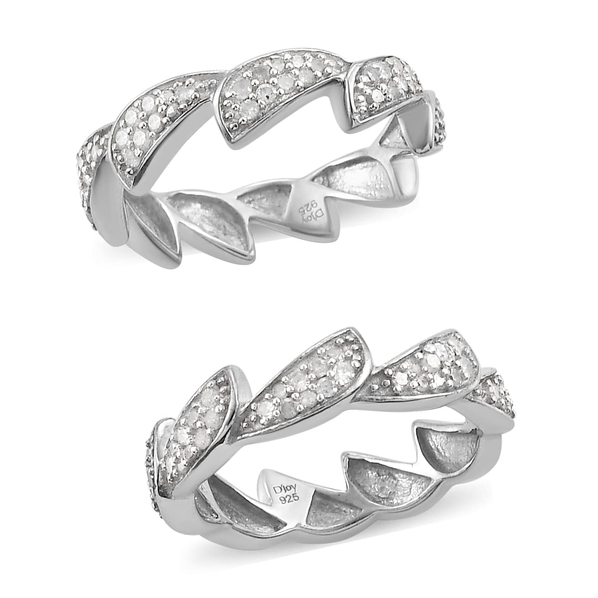 925 Sterling Silver Platinum Plated Blue Diamond Stackable Ring Set for Women - 0.5 Ct Wedding, Engagement, Promise, Anniversary & Mother's Day Jewelry Gift - Perfect for Stacking, Everyday Wear & Special Occasions