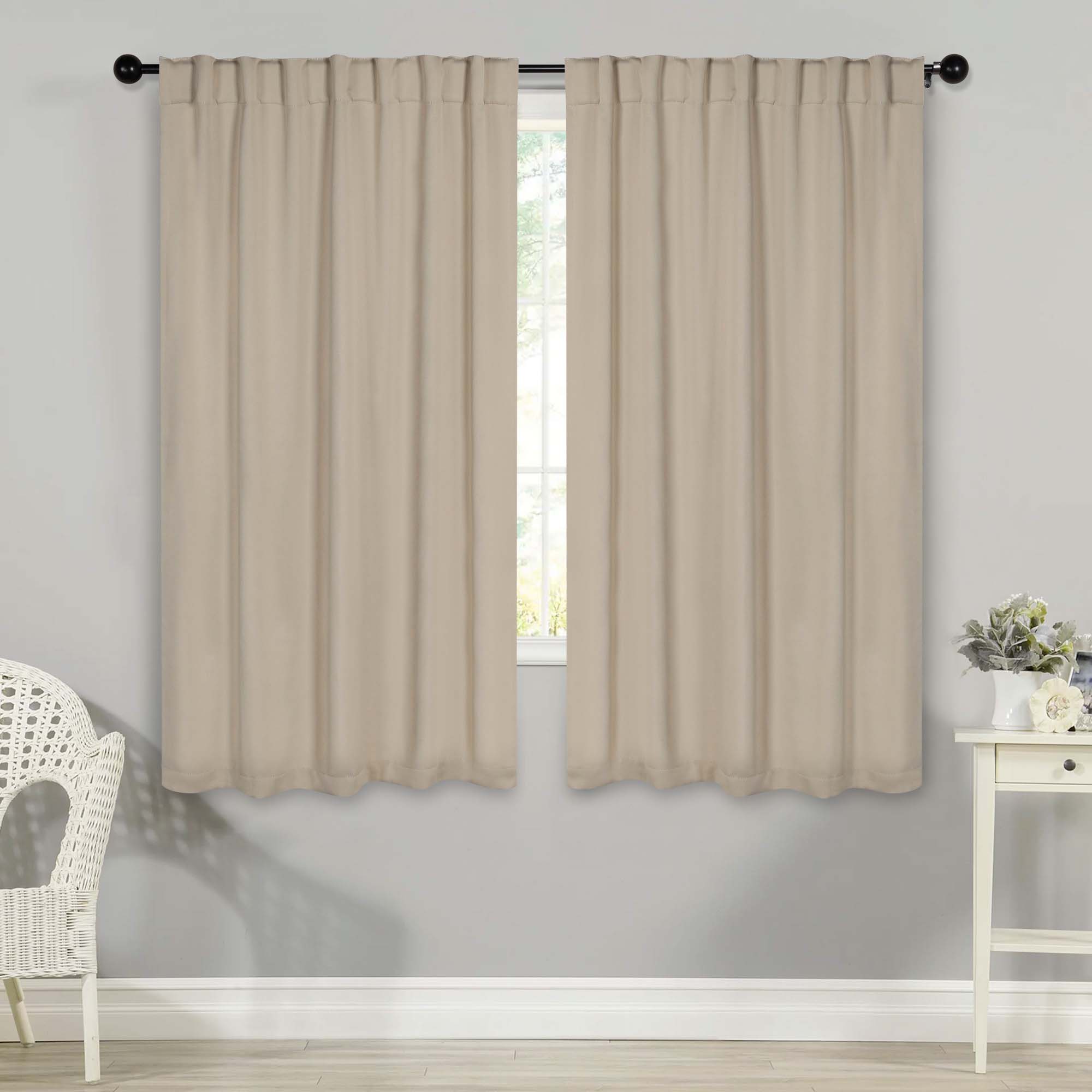 Premium Blackout Curtains for Bedroom - Solid Room Darkening Window Drapes with Back Tabs (Set of 2 Panels) - Perfect for Home Theater, Nursery & Light Sleepers