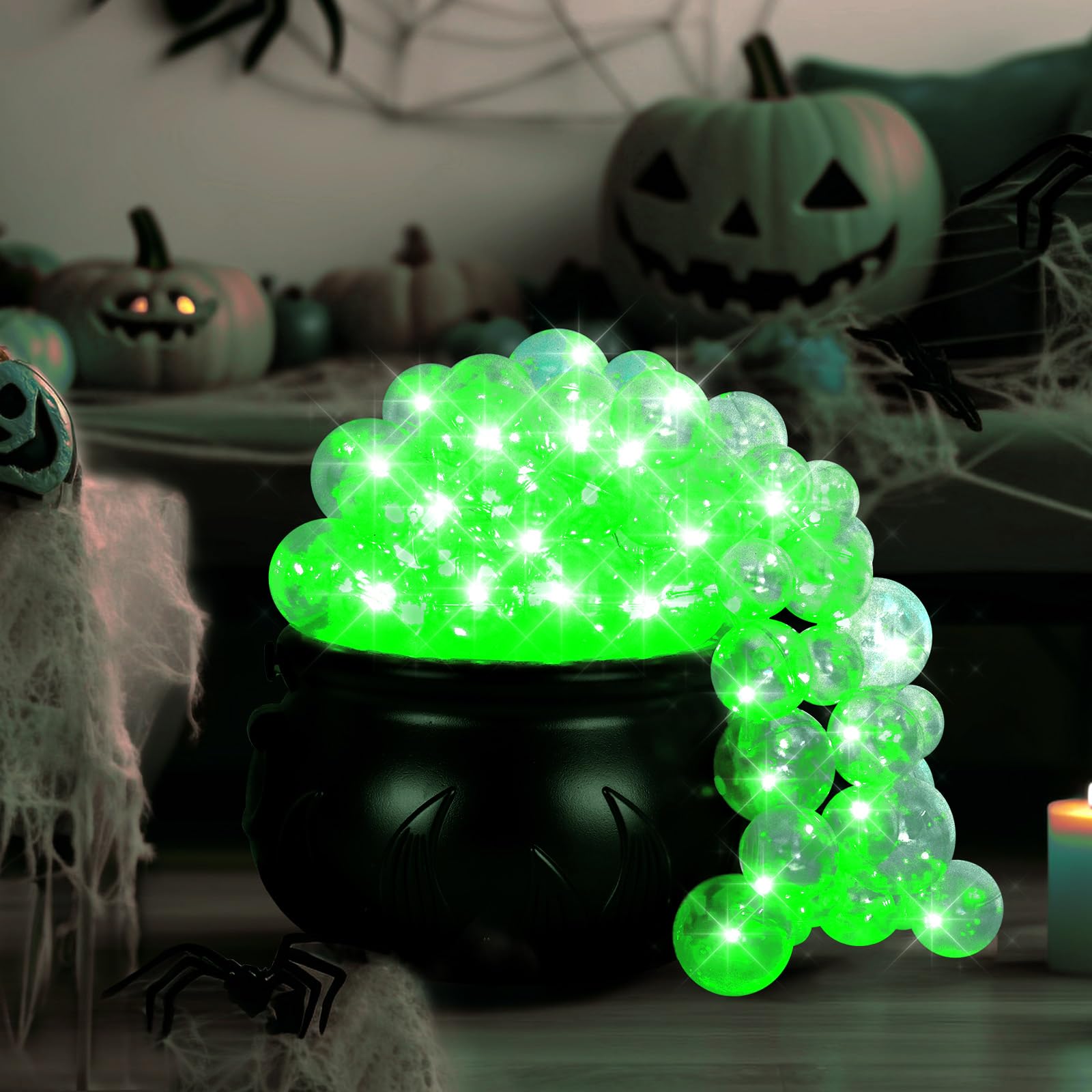 OYEFLY Halloween DIY Bubbling Cauldron Set - Green Witch Cauldron for Potion Making, Spooky Halloween Party Decorations - Perfect for Witch Costume Parties, Haunted House Decor & Trick-or-Treat Displays