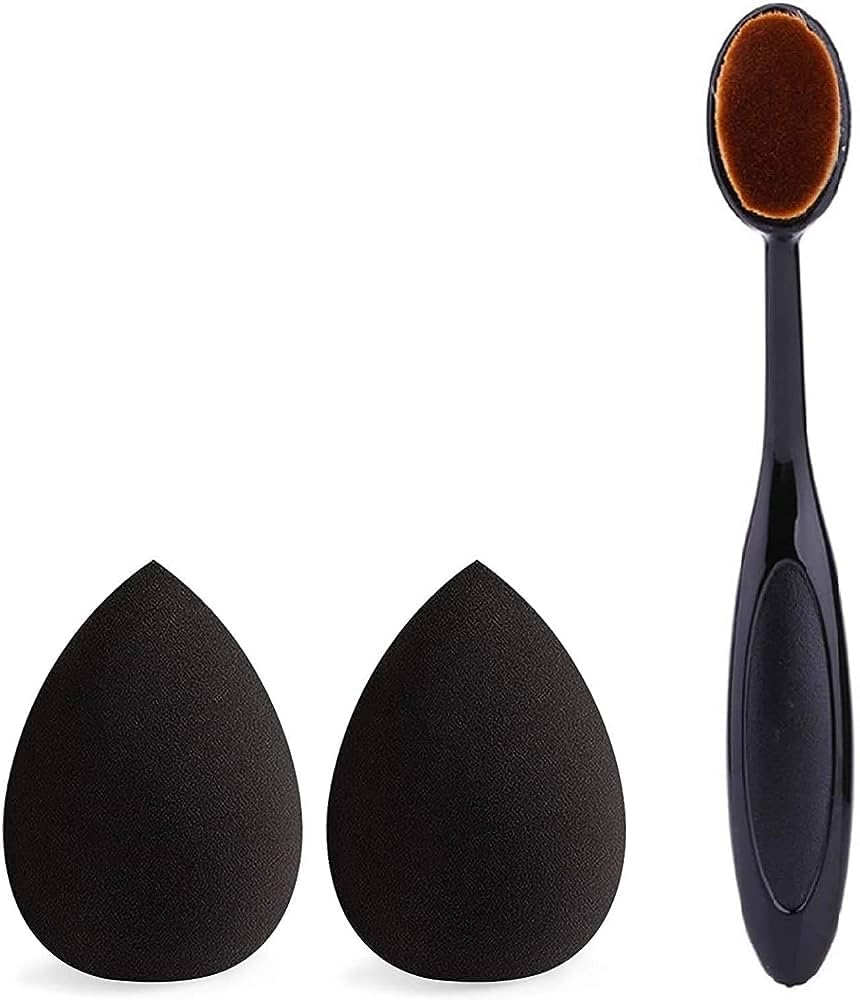 Professional Makeup Sponge & Foundation Brush Set - 3pc for Flawless Makeup Application