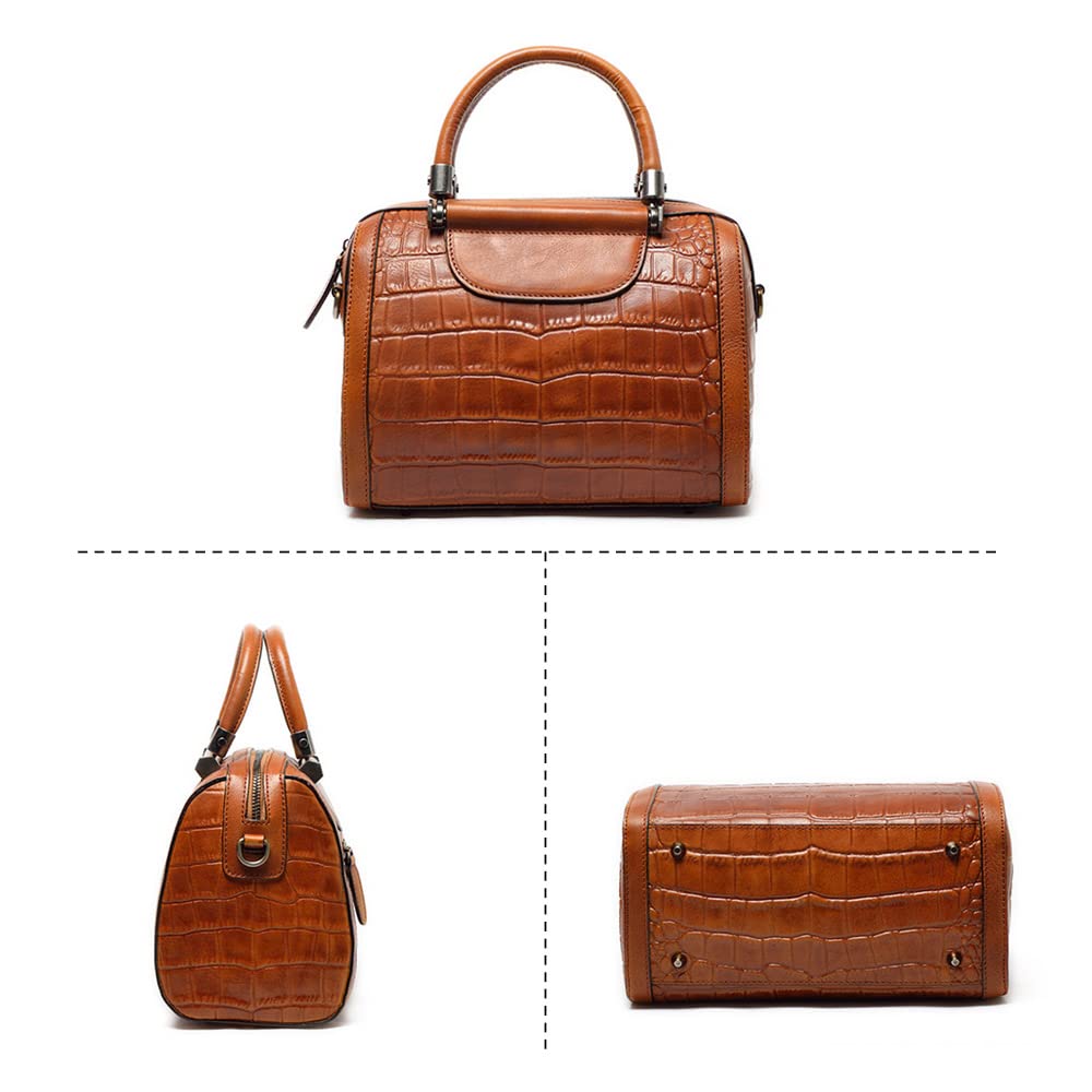 Luxury Women's Leather Crocodile Print Hobo Shoulder Bag - Fashionable Cowhide Handbag for Work, Travel & Evening Out