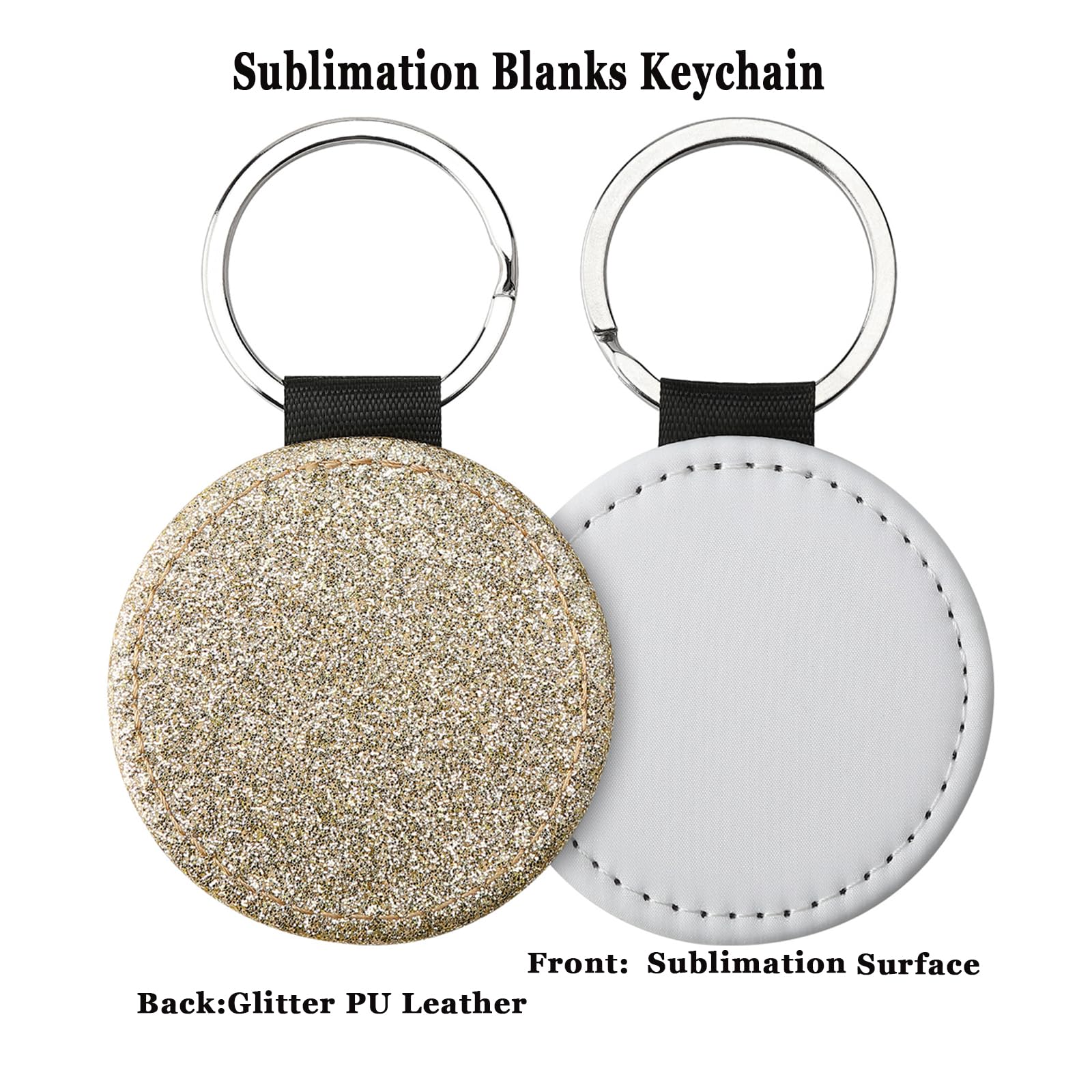 10Pcs Sublimation Blanks Keychain - Custom Personalized PU Leather Keychain with Glitter for DIY Crafts - Perfect for Gifts, Promotions & Key Accessories